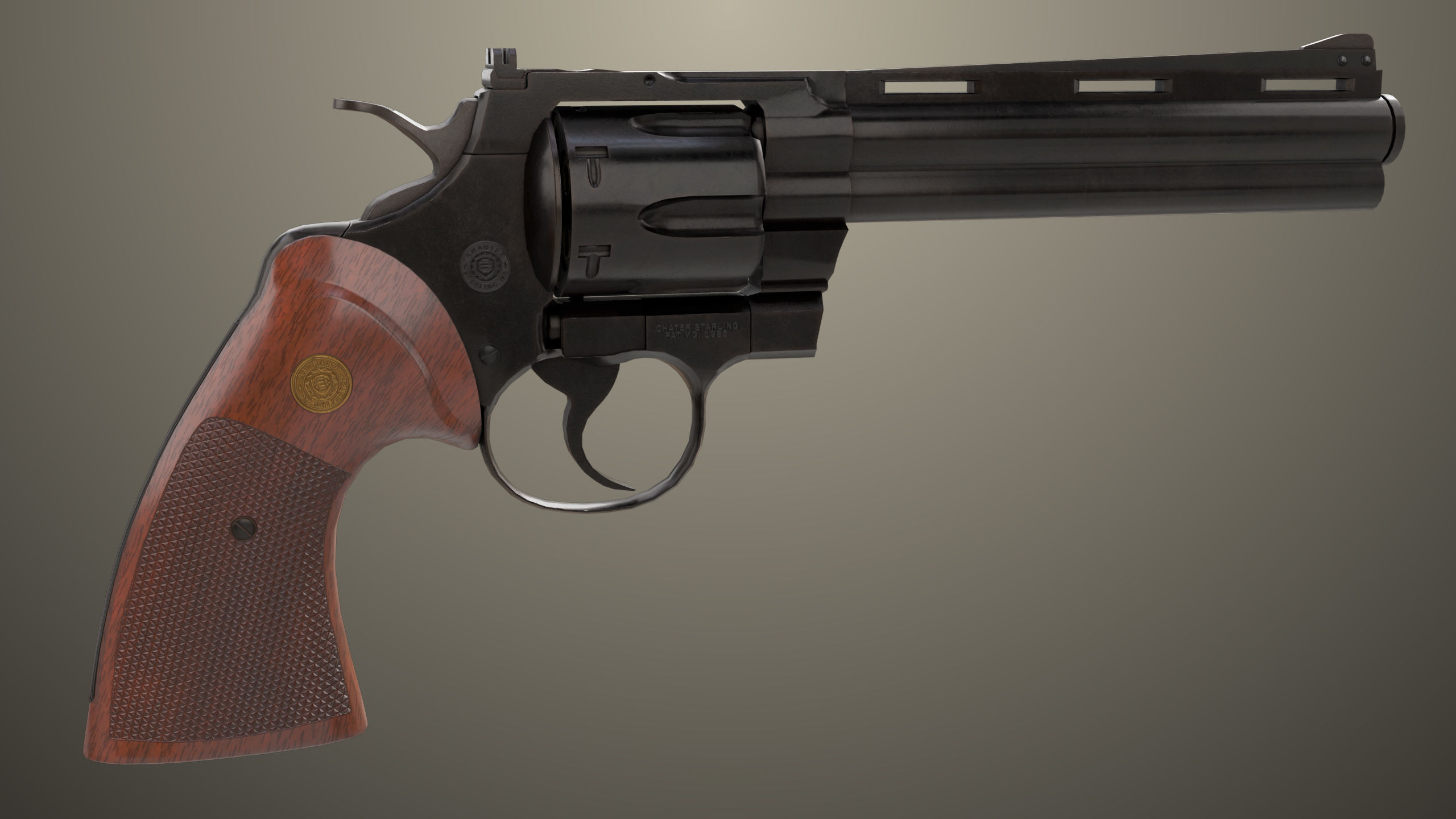 Revolver 05 Black Colt Python All PBR Unity UE Textures Low-poly 3D model_11