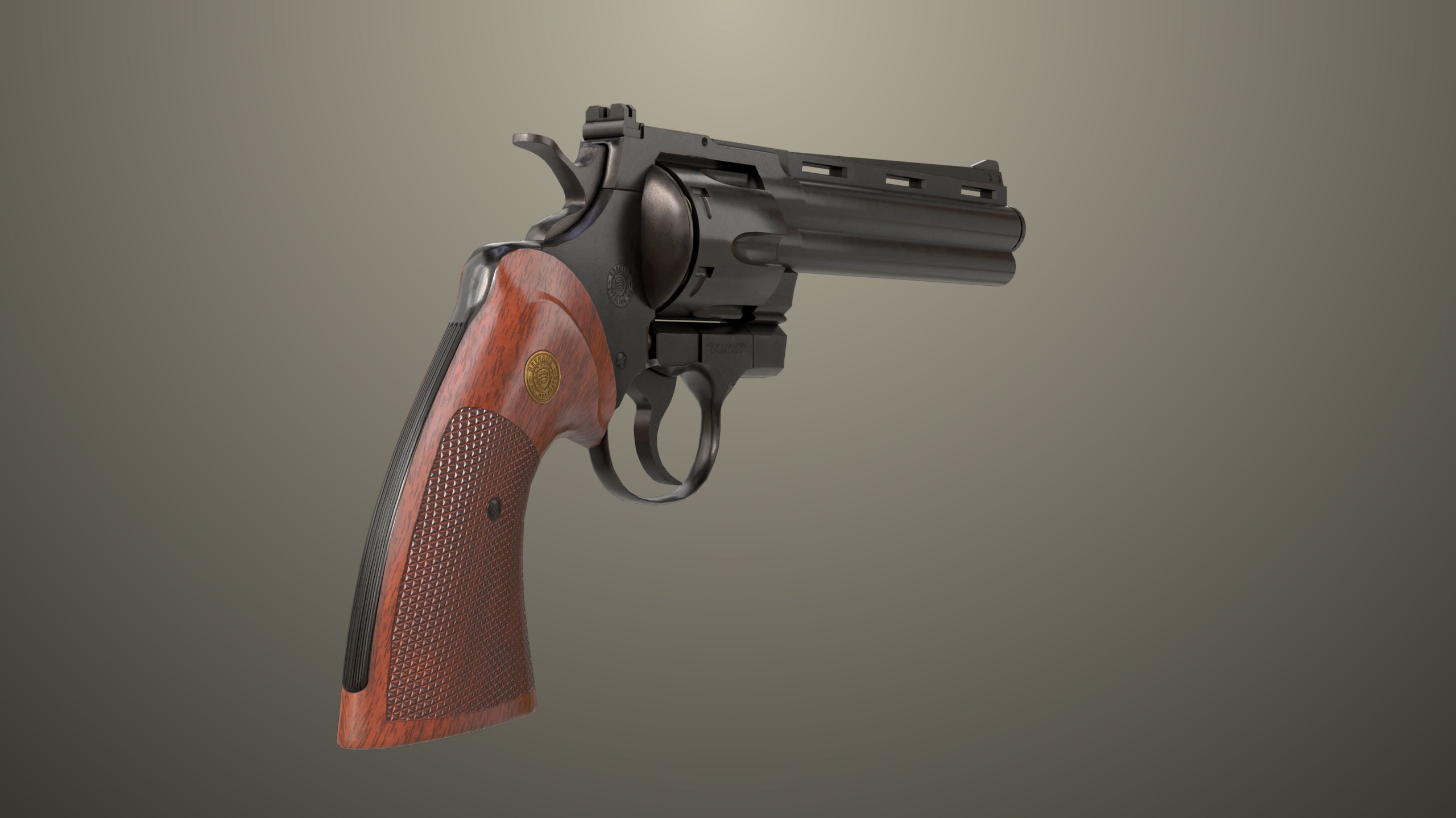 Revolver 05 Black Colt Python All PBR Unity UE Textures Low-poly 3D model_5