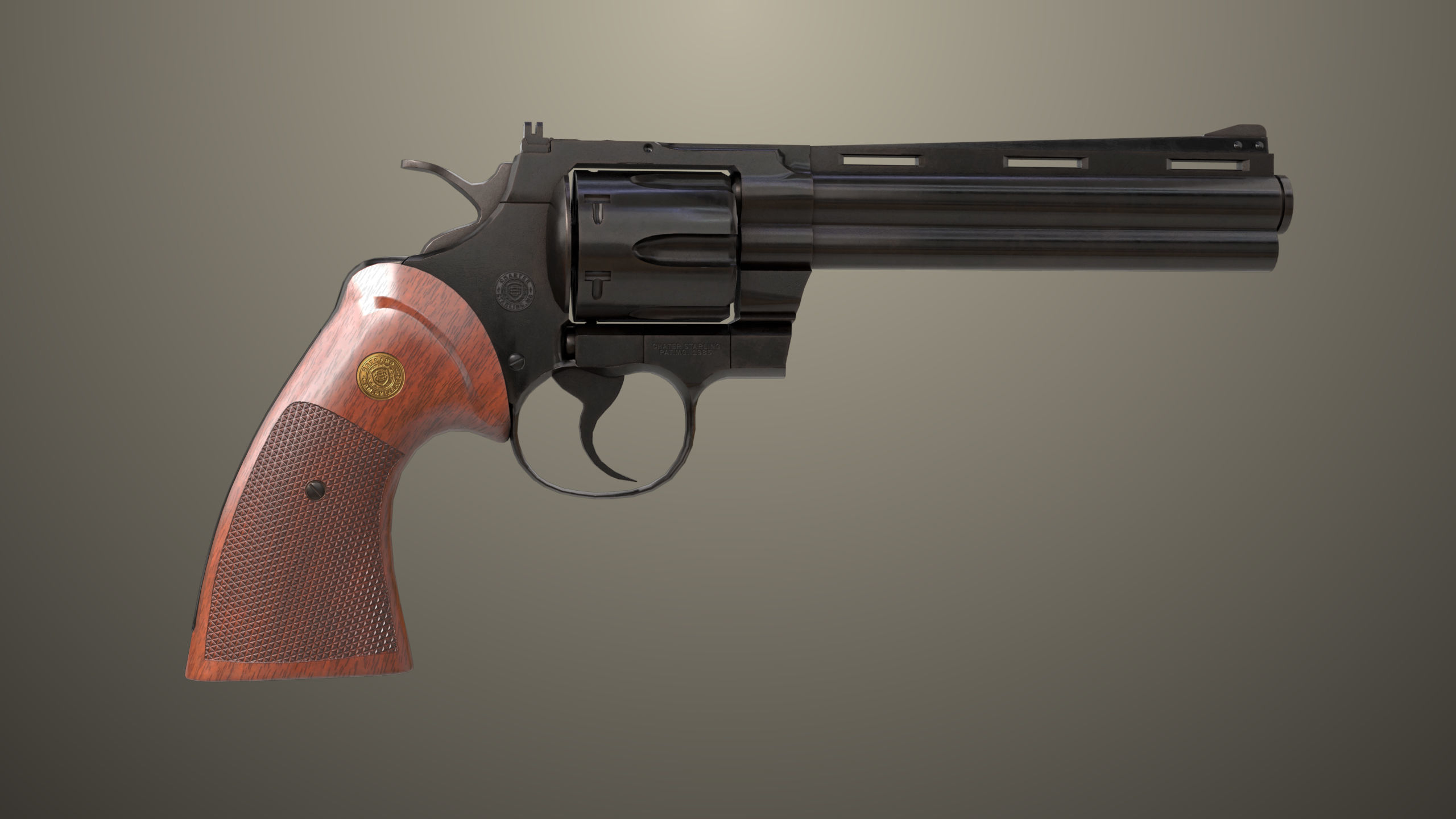 Revolver 05 Black Colt Python All PBR Unity UE Textures Low-poly 3D model_4