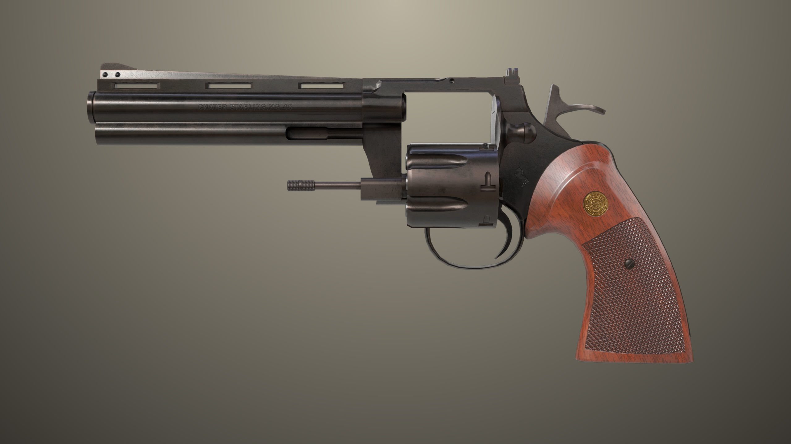 Revolver 05 Black Colt Python All PBR Unity UE Textures Low-poly 3D model_14