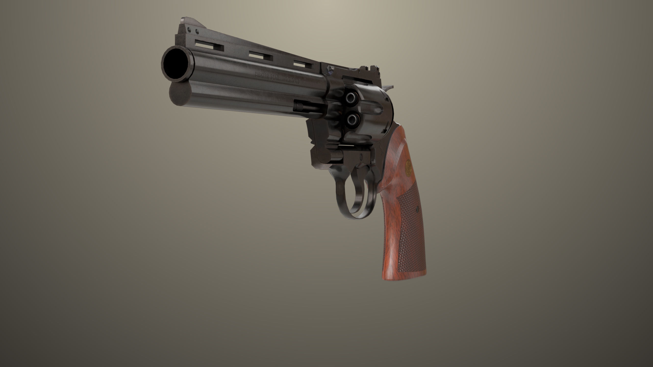 Revolver 05 Black Colt Python All PBR Unity UE Textures Low-poly 3D model_2