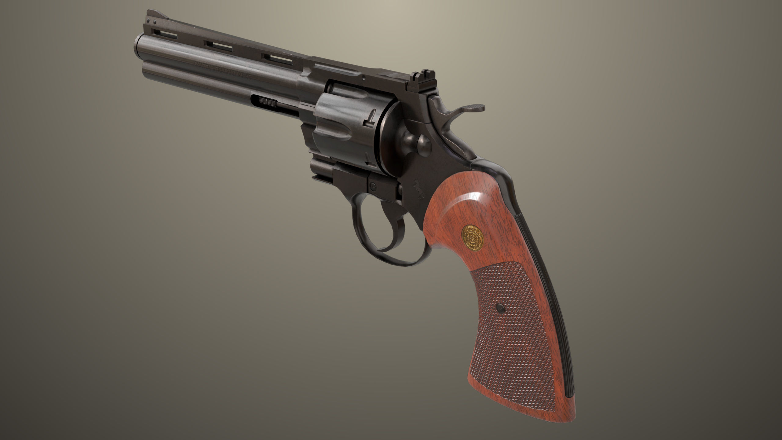 Revolver 05 Black Colt Python All PBR Unity UE Textures Low-poly 3D model_13
