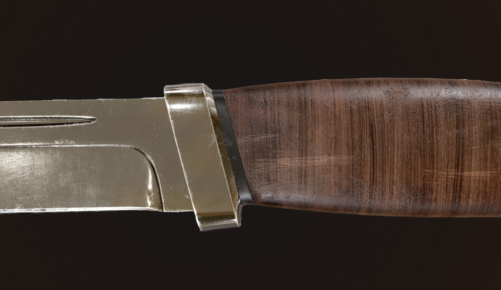 Hunting knife Low-poly 3D model_5