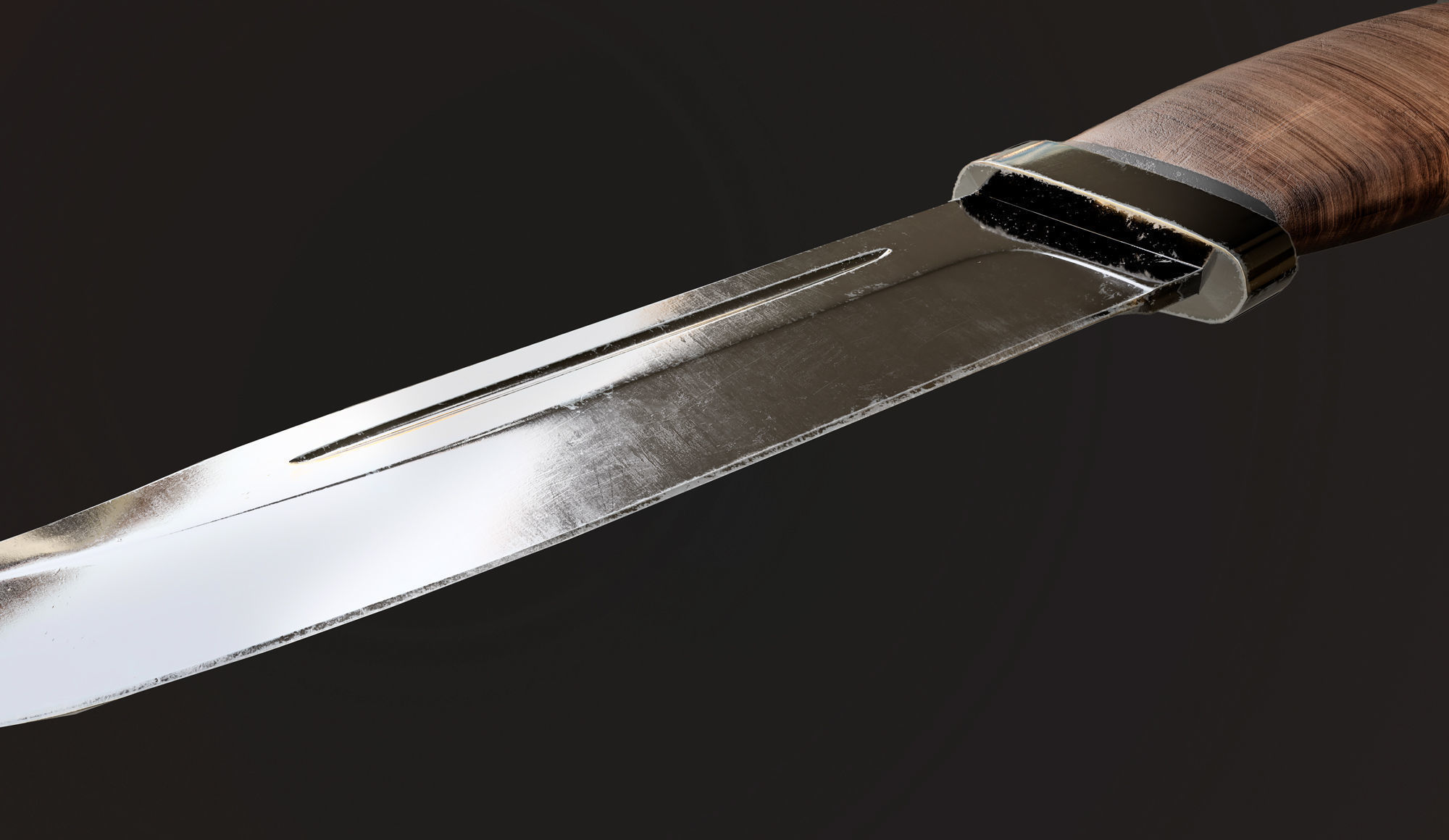 Hunting knife Low-poly 3D model_7