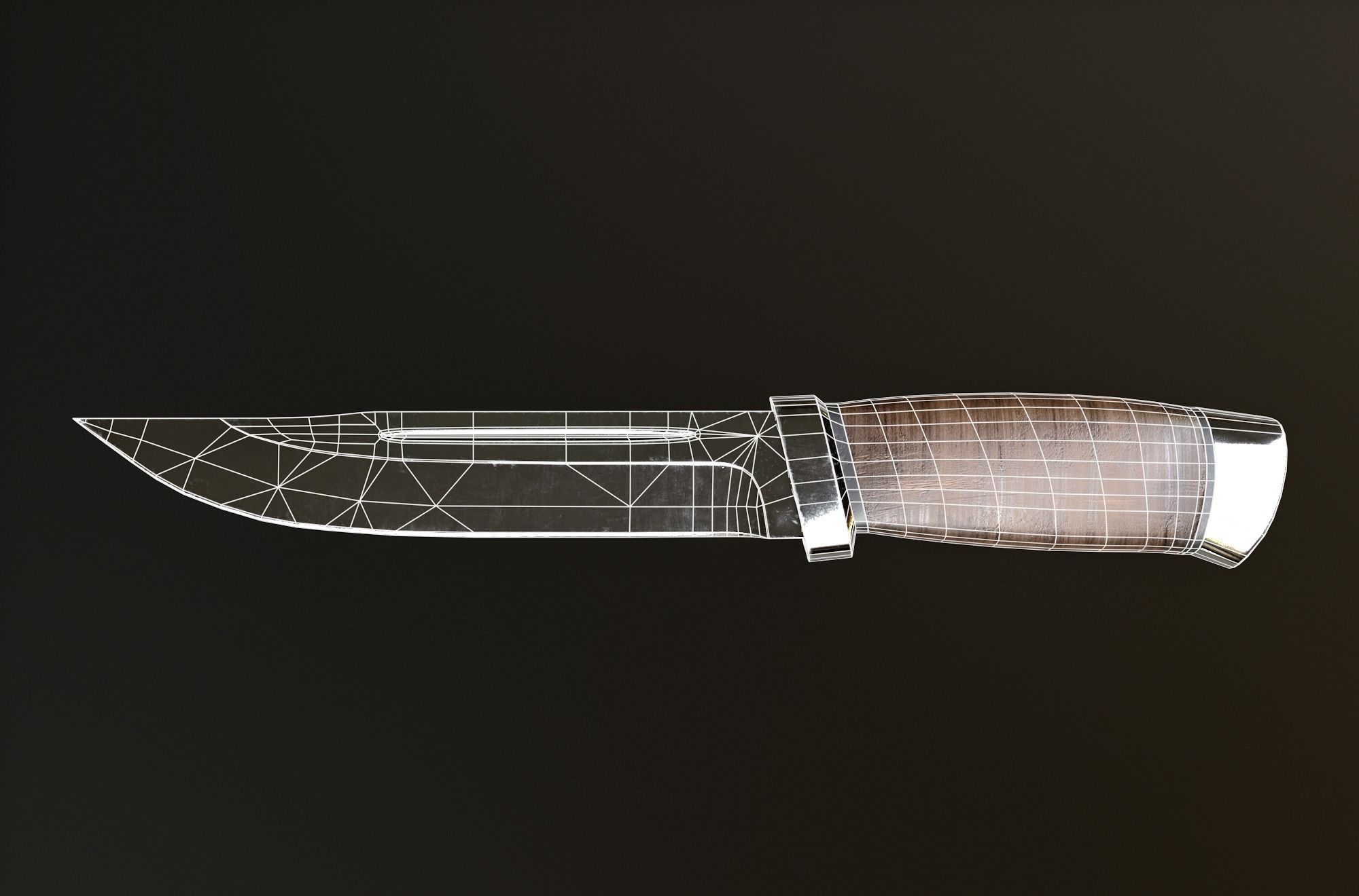 Hunting knife Low-poly 3D model_9