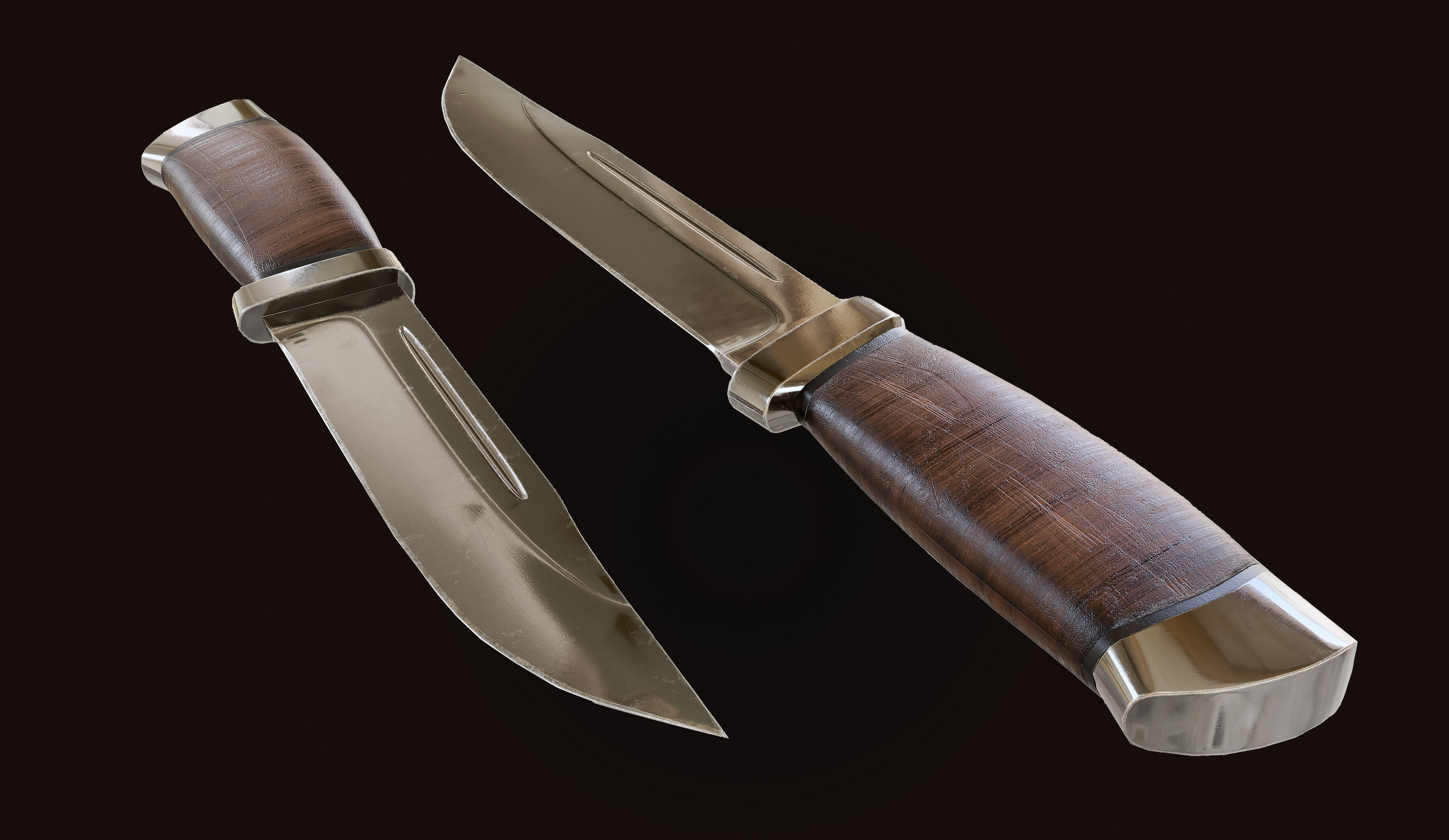 Hunting knife Low-poly 3D model_2