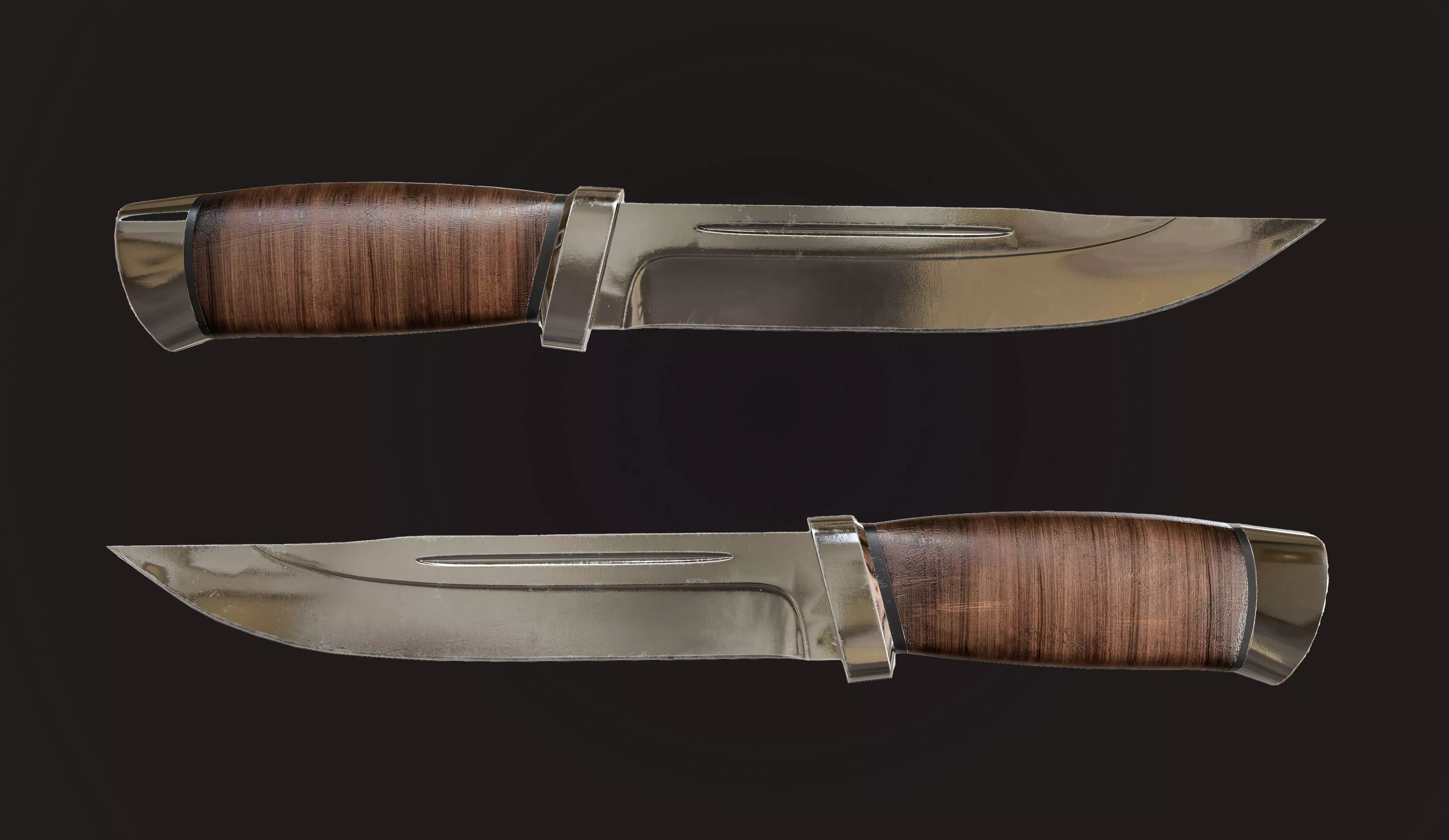 Hunting knife Low-poly 3D model_0