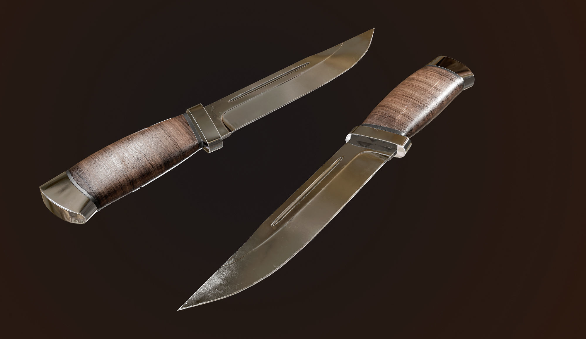 Hunting knife Low-poly 3D model_4