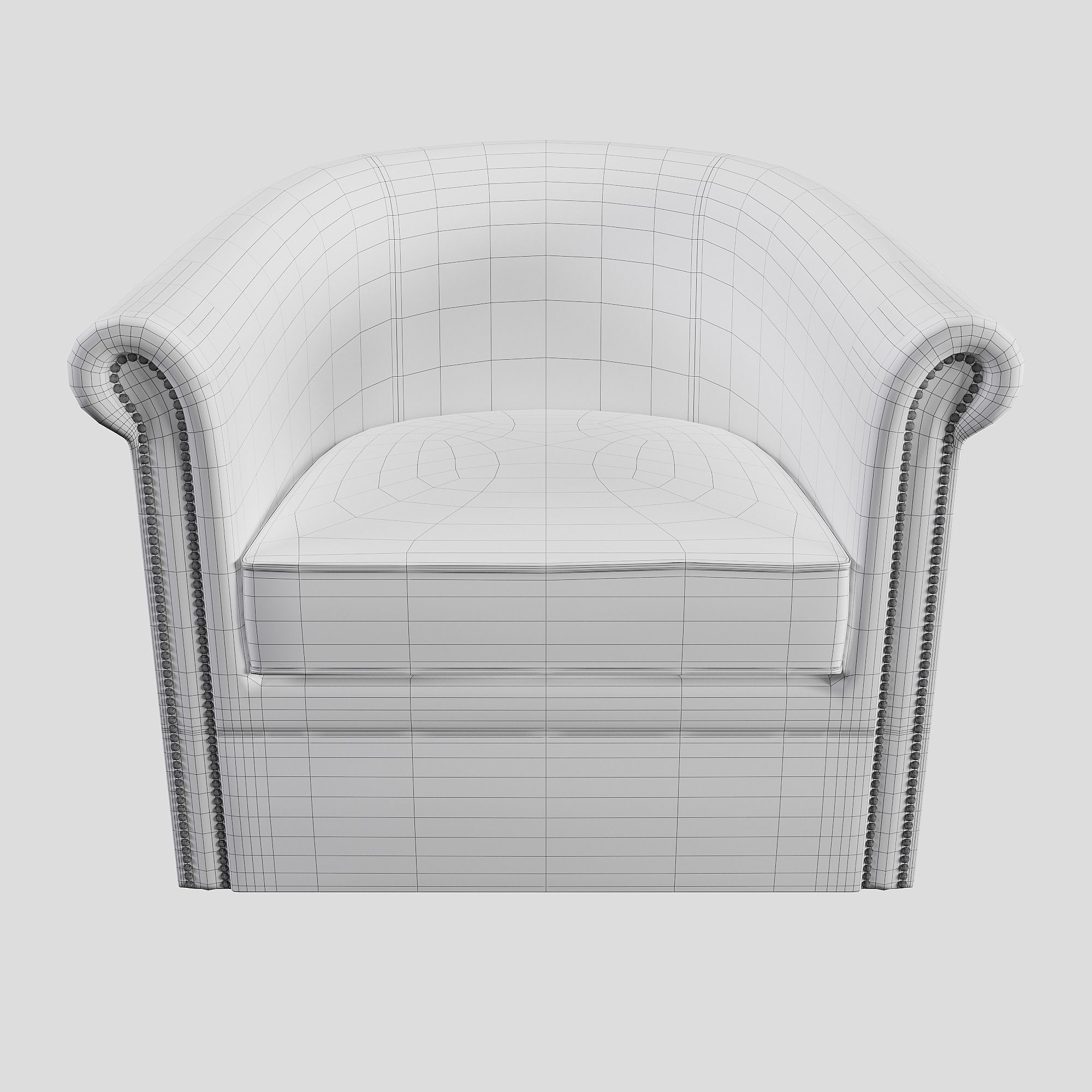 Cyrus Barrel Arm Leather Swivel Armchair 3D model_3