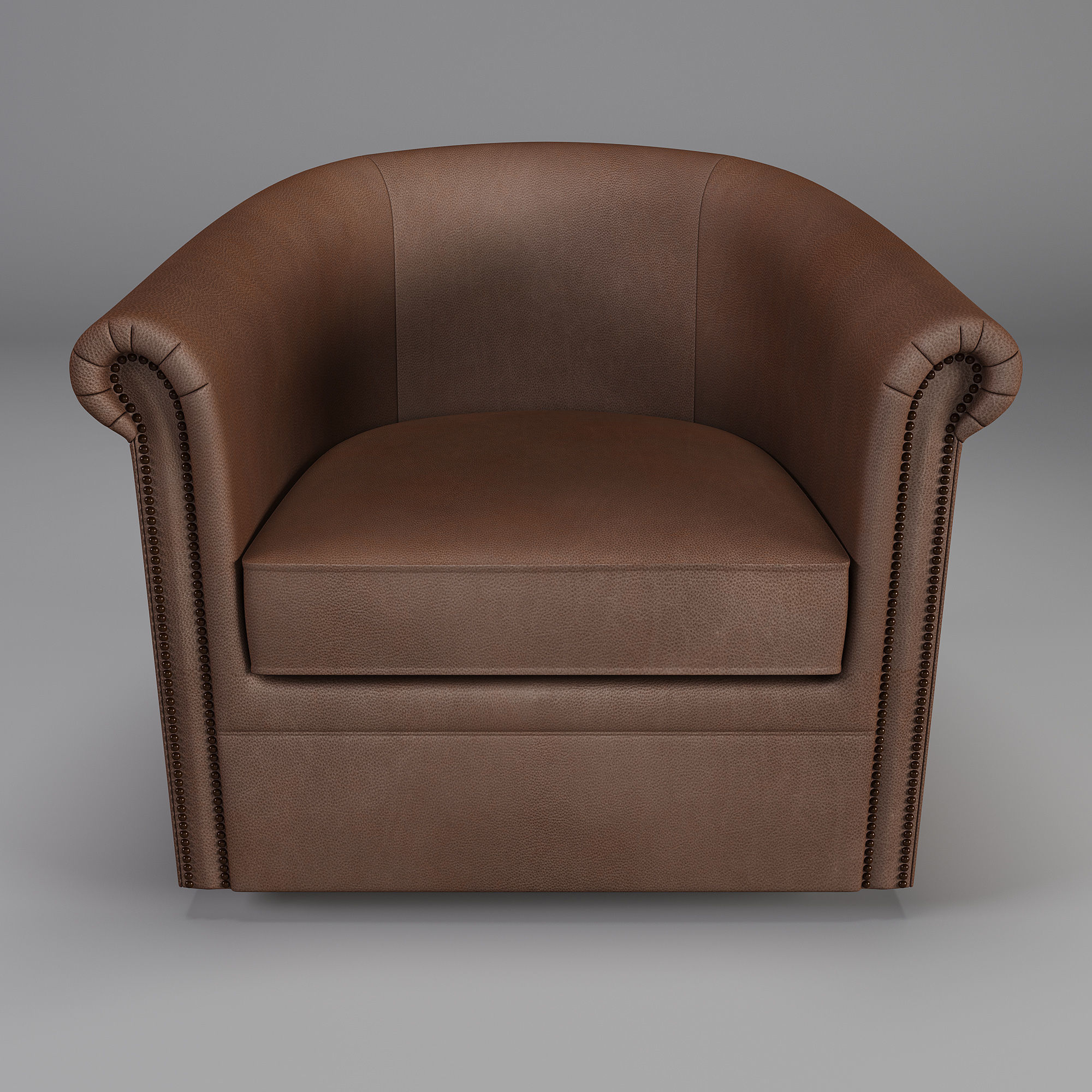 Cyrus Barrel Arm Leather Swivel Armchair 3D model_1