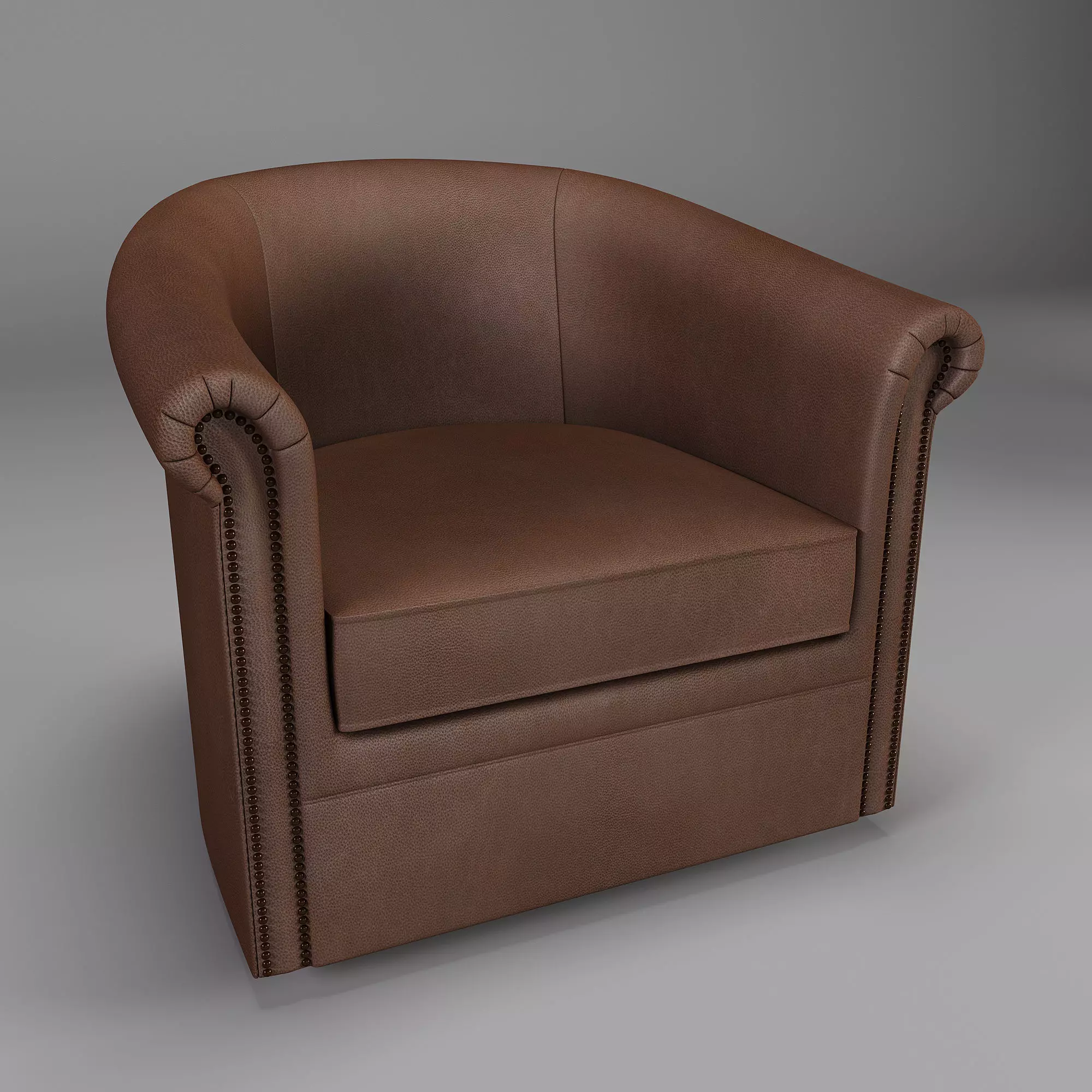 Cyrus Barrel Arm Leather Swivel Armchair 3D model_0