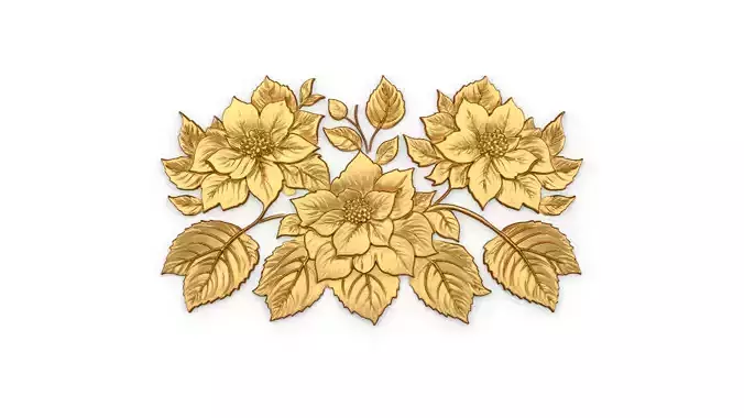 mural classic flowers decor ornament 07 3D model