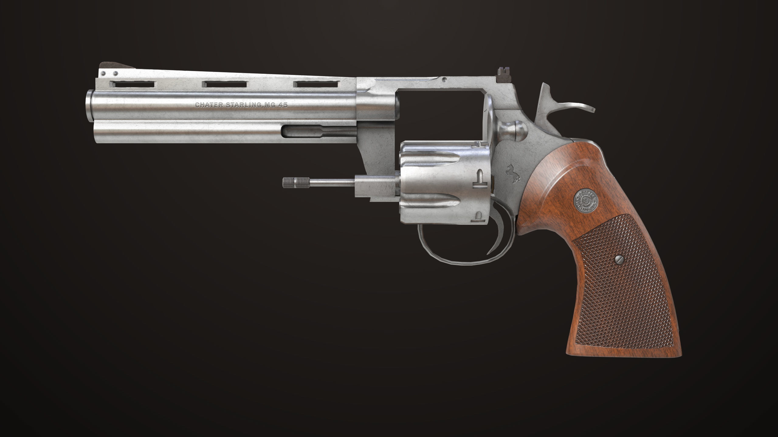 Revolver 05 Silver Colt Python All PBR Unity UE Textures Low-poly 3D model_12