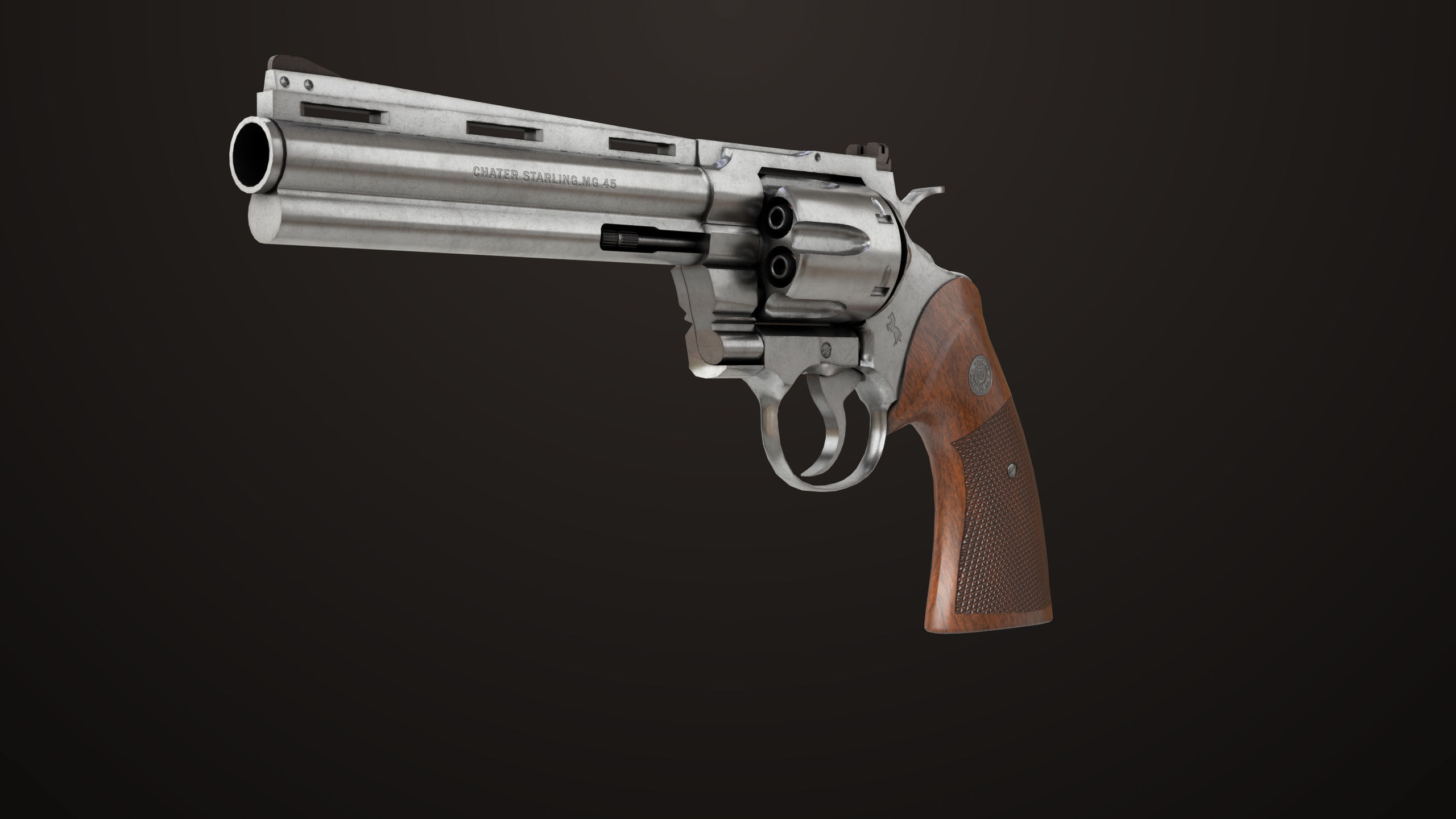 Revolver 05 Silver Colt Python All PBR Unity UE Textures Low-poly 3D model_8