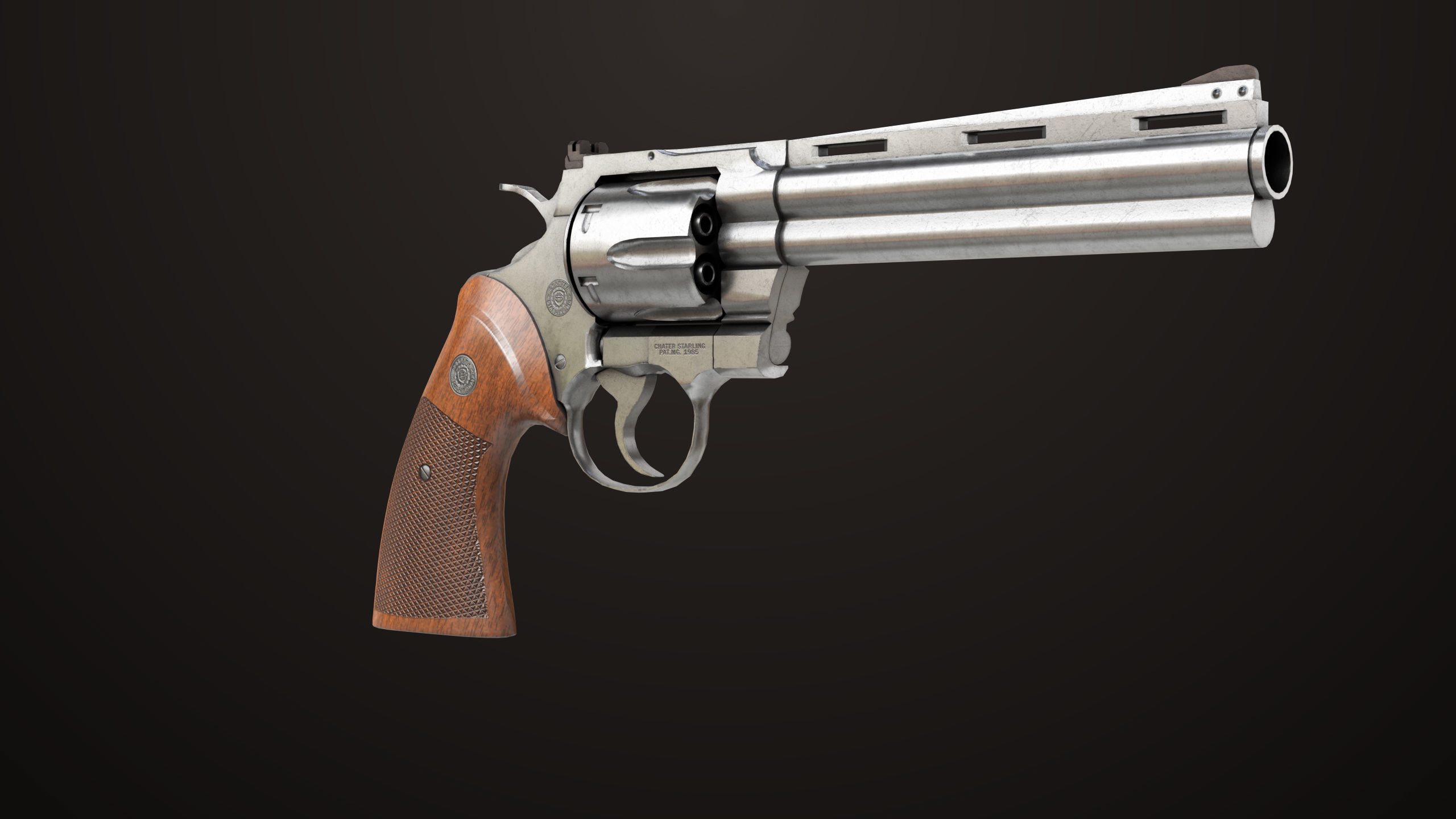Revolver 05 Silver Colt Python All PBR Unity UE Textures Low-poly 3D model_14