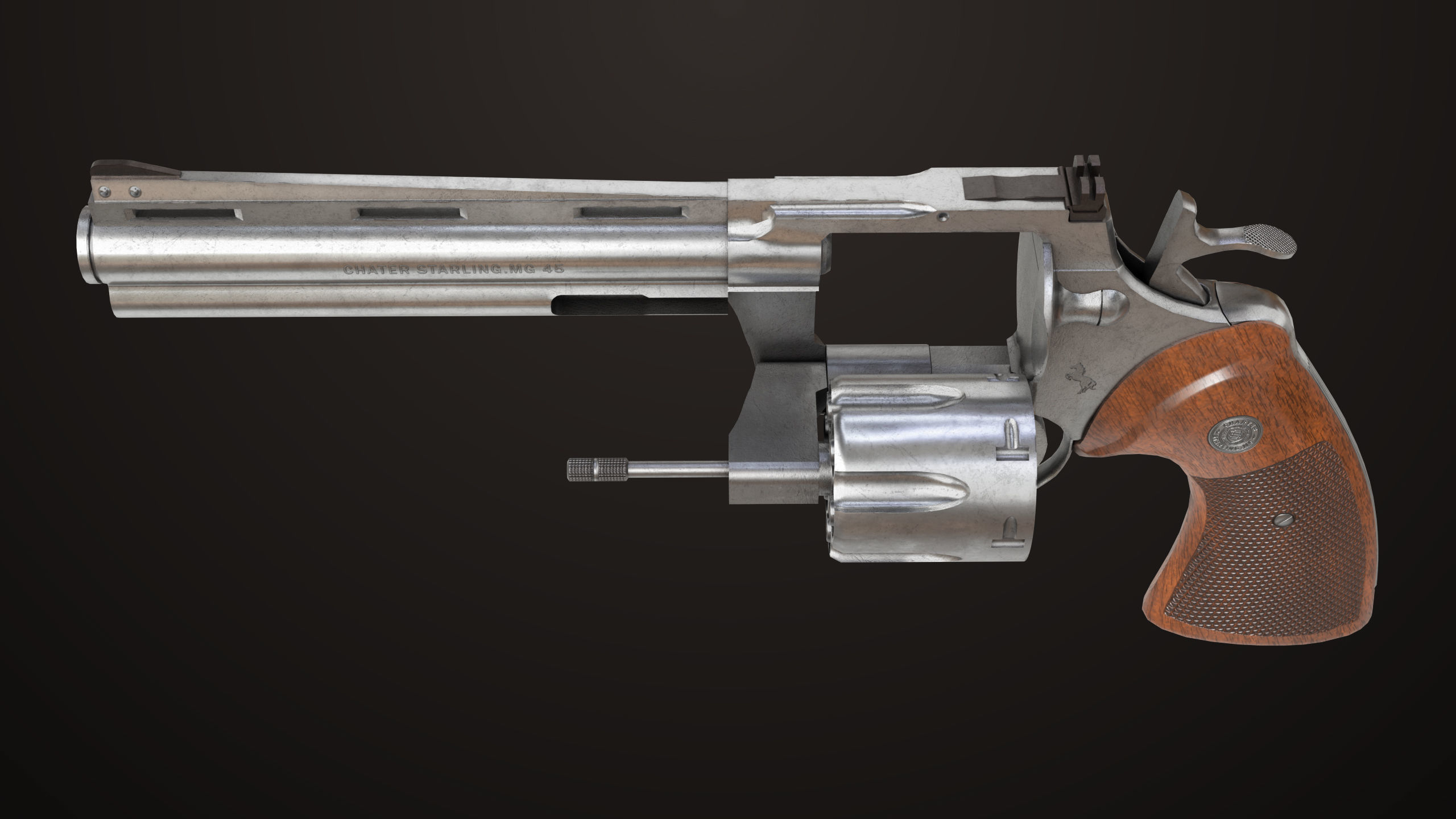 Revolver 05 Silver Colt Python All PBR Unity UE Textures Low-poly 3D model_2