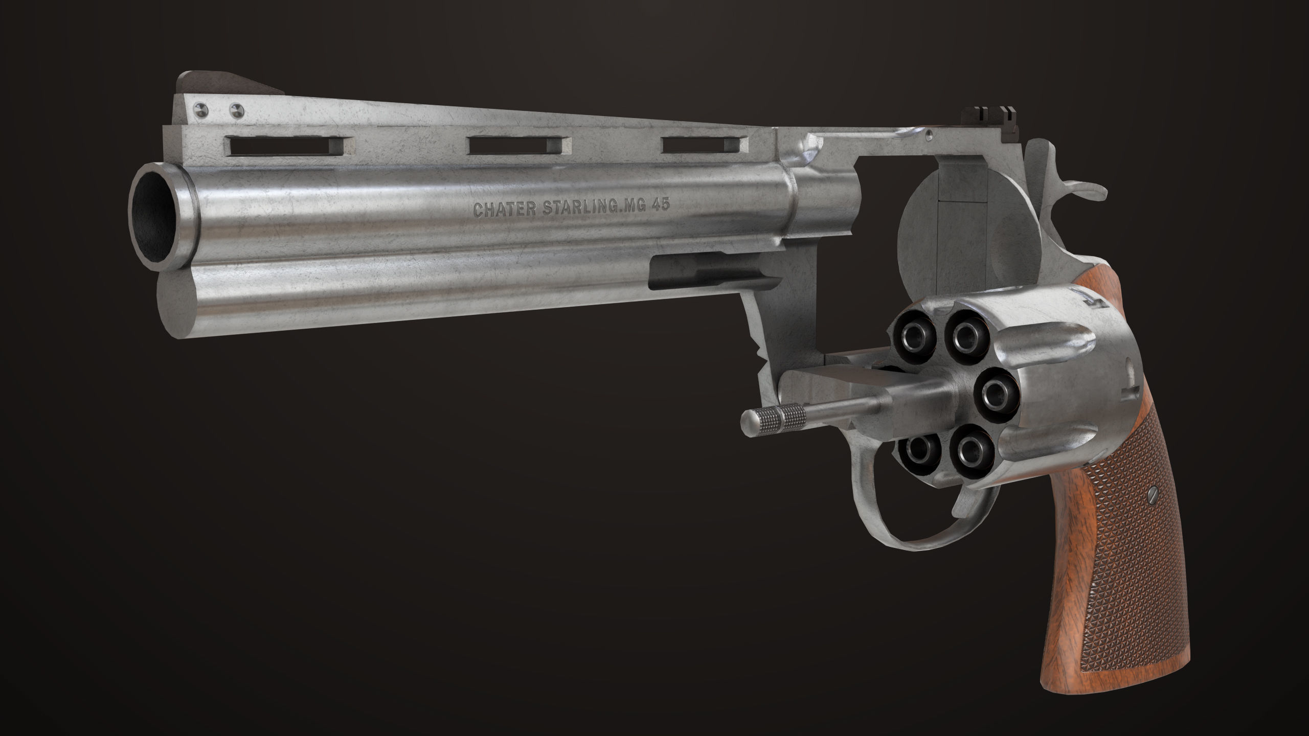 Revolver 05 Silver Colt Python All PBR Unity UE Textures Low-poly 3D model_6