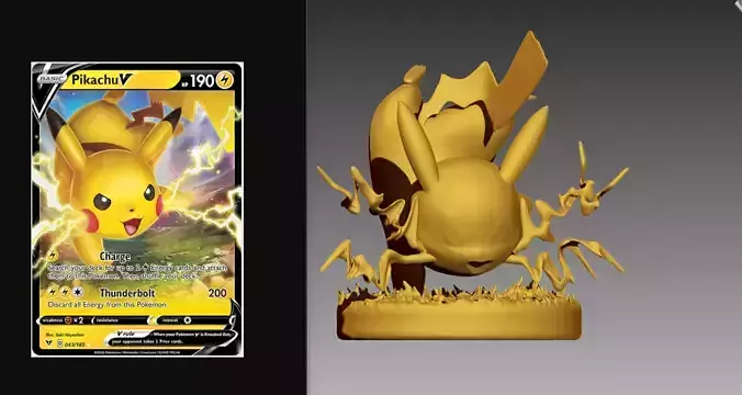 Wild Pikachu Pokemon OBJ STL 3D print model