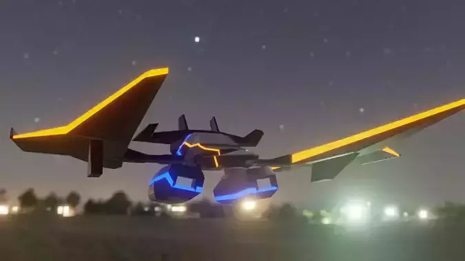 a black and blue space ship