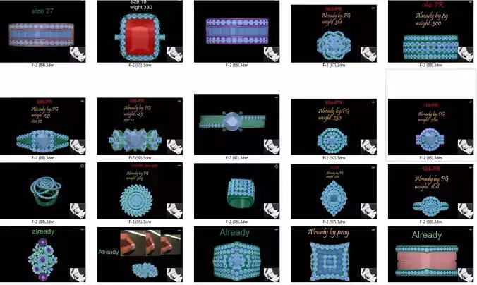 20 ring pieces model rihone drawing 3 d rings ring