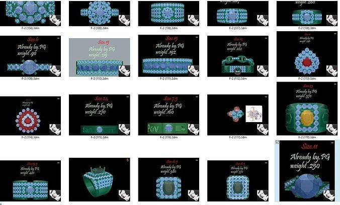20 ring pieces model rihone drawing 3 d rings ring 3D print model