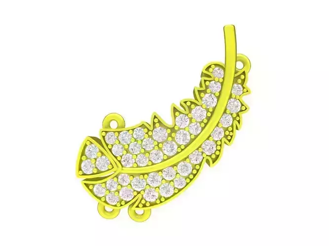 A7791 Diamond Feather Pendant