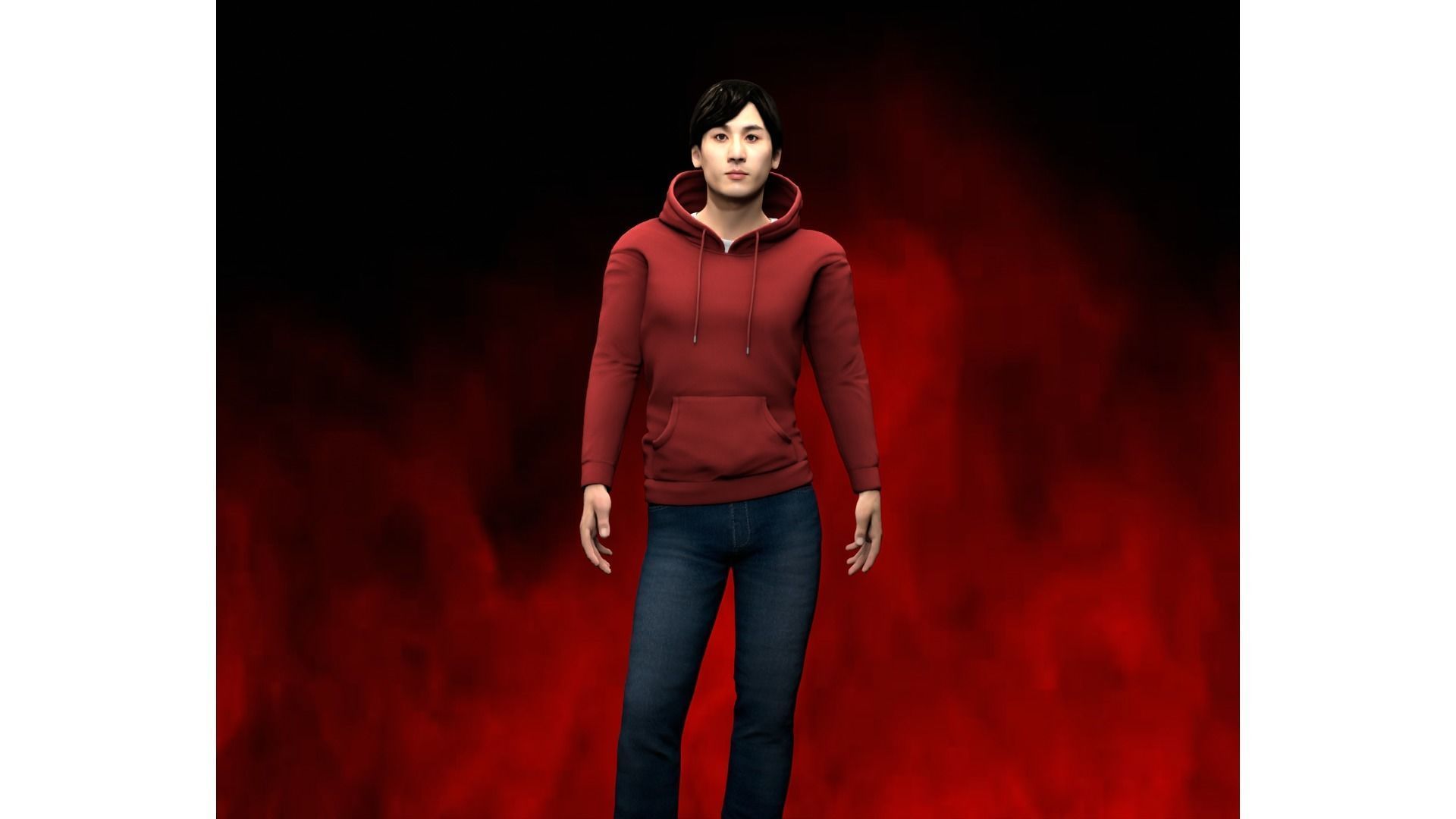 Japanese Female and male characters pack Low-poly 3D model_5