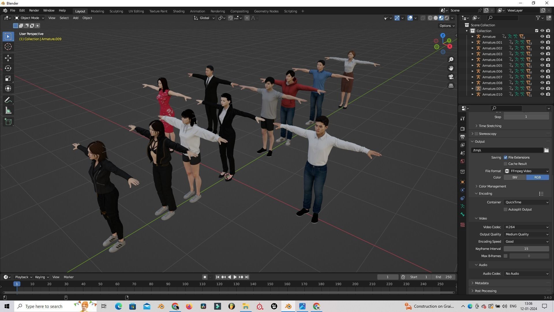 Japanese Female and male characters pack Low-poly 3D model_11