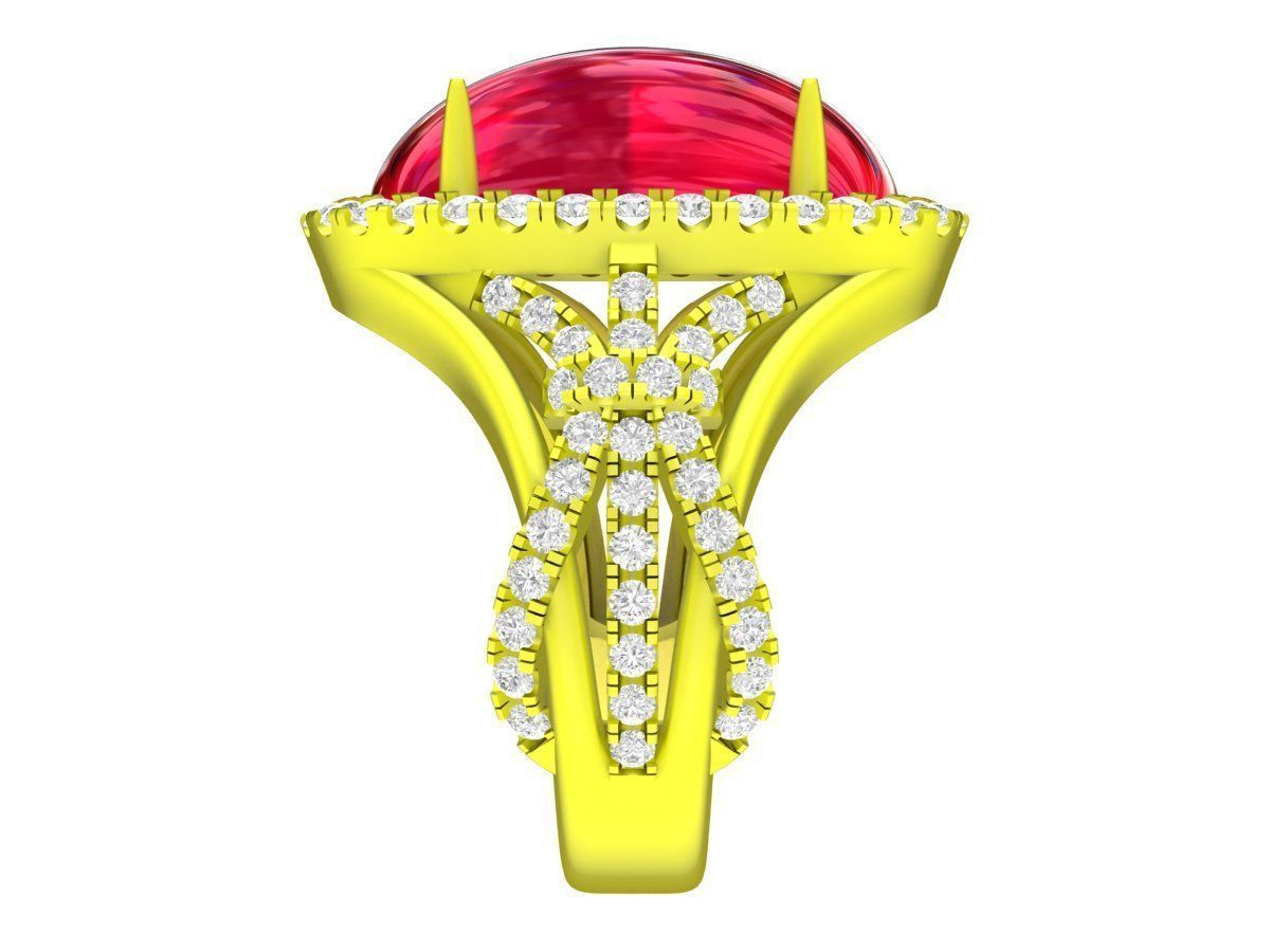 A7733 Oval Ruby Diamond Halo Women Ring 3D print model_4