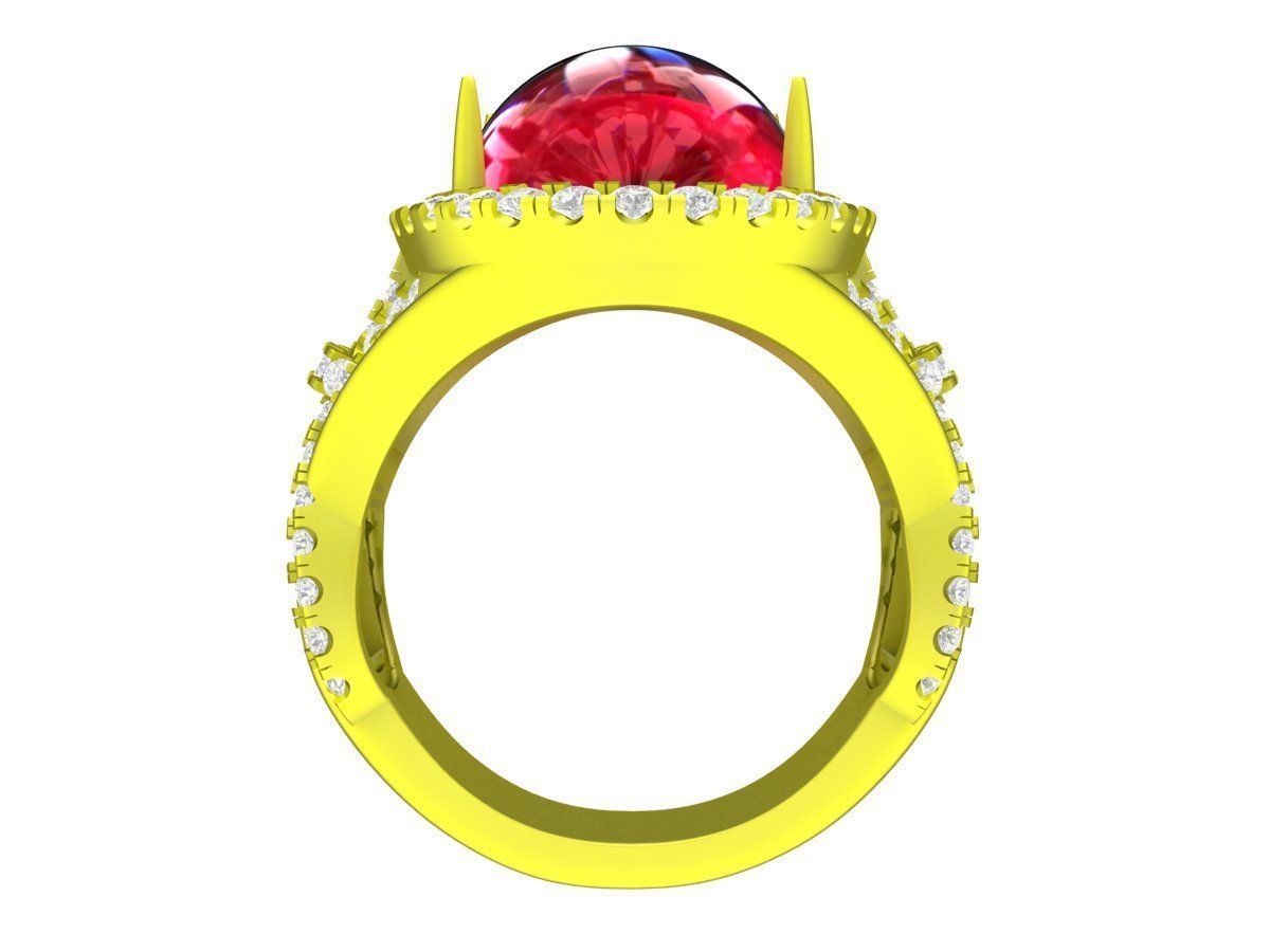 A7733 Oval Ruby Diamond Halo Women Ring 3D print model_3