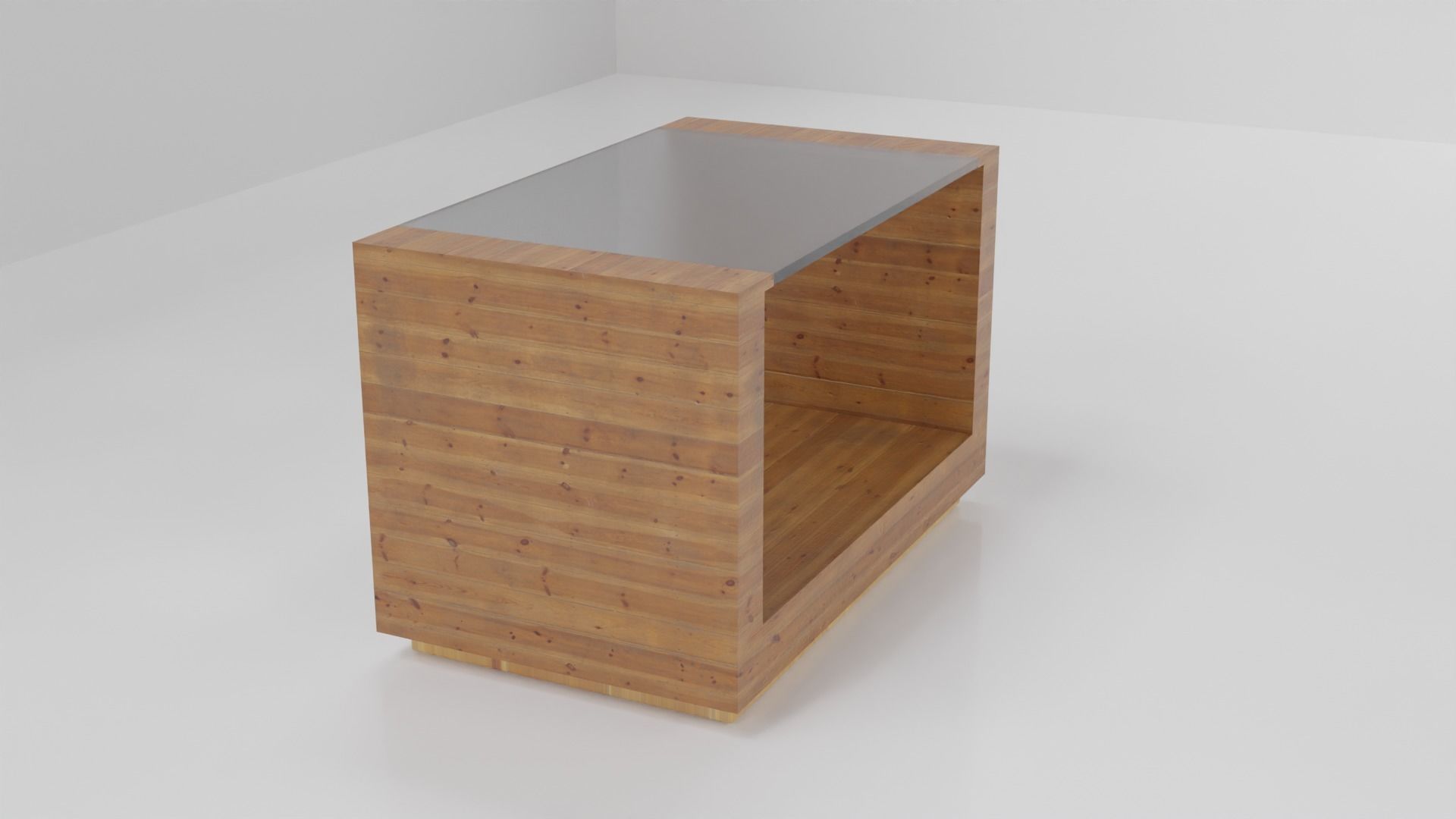 wooden coffee table 3D model_1