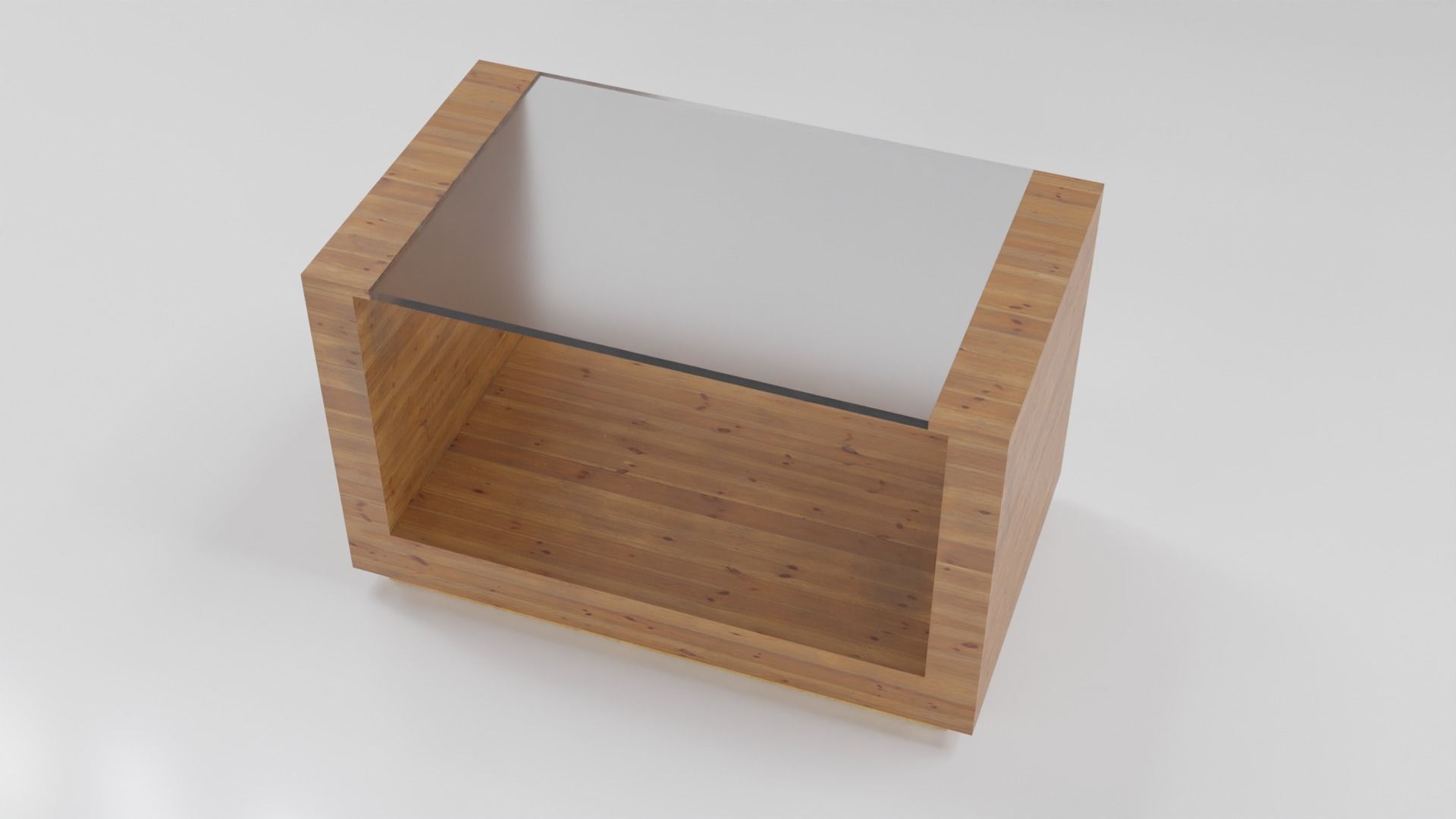 wooden coffee table 3D model_5