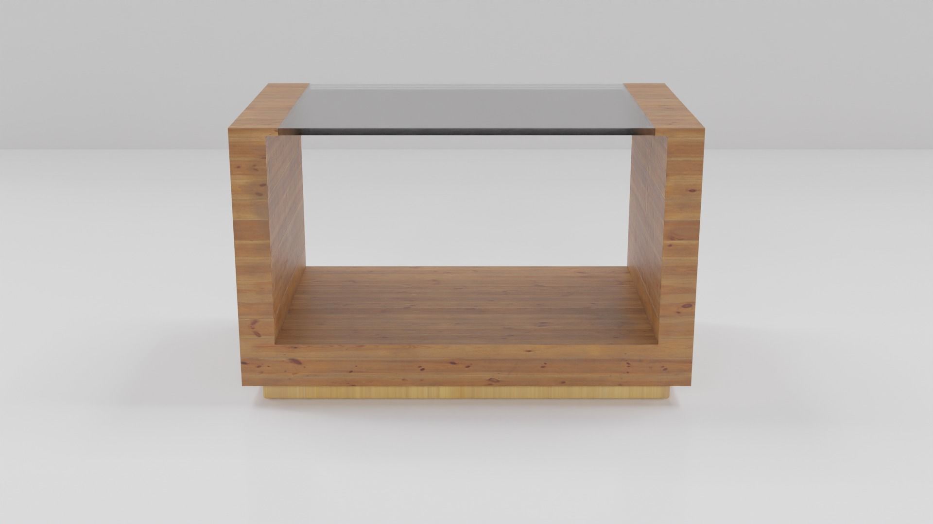 wooden coffee table 3D model_2