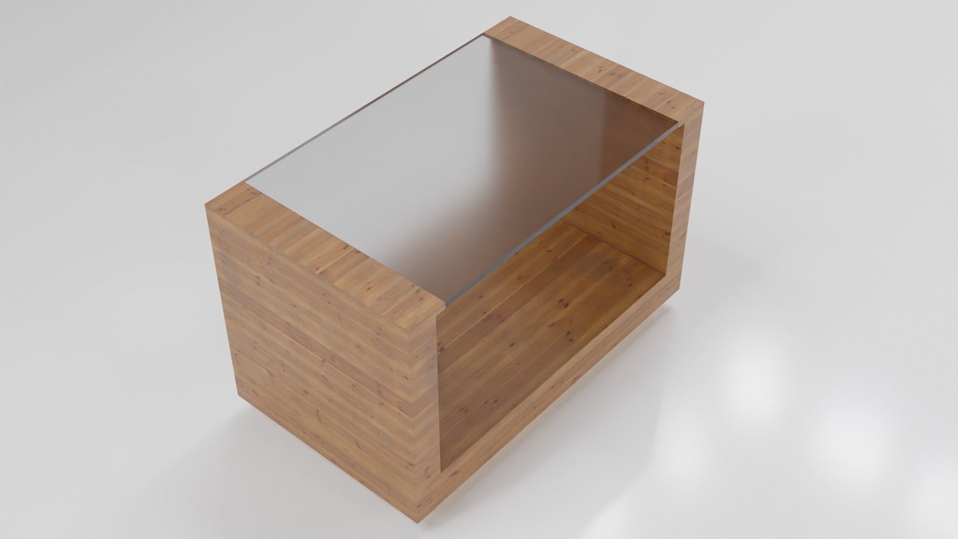 wooden coffee table 3D model_7