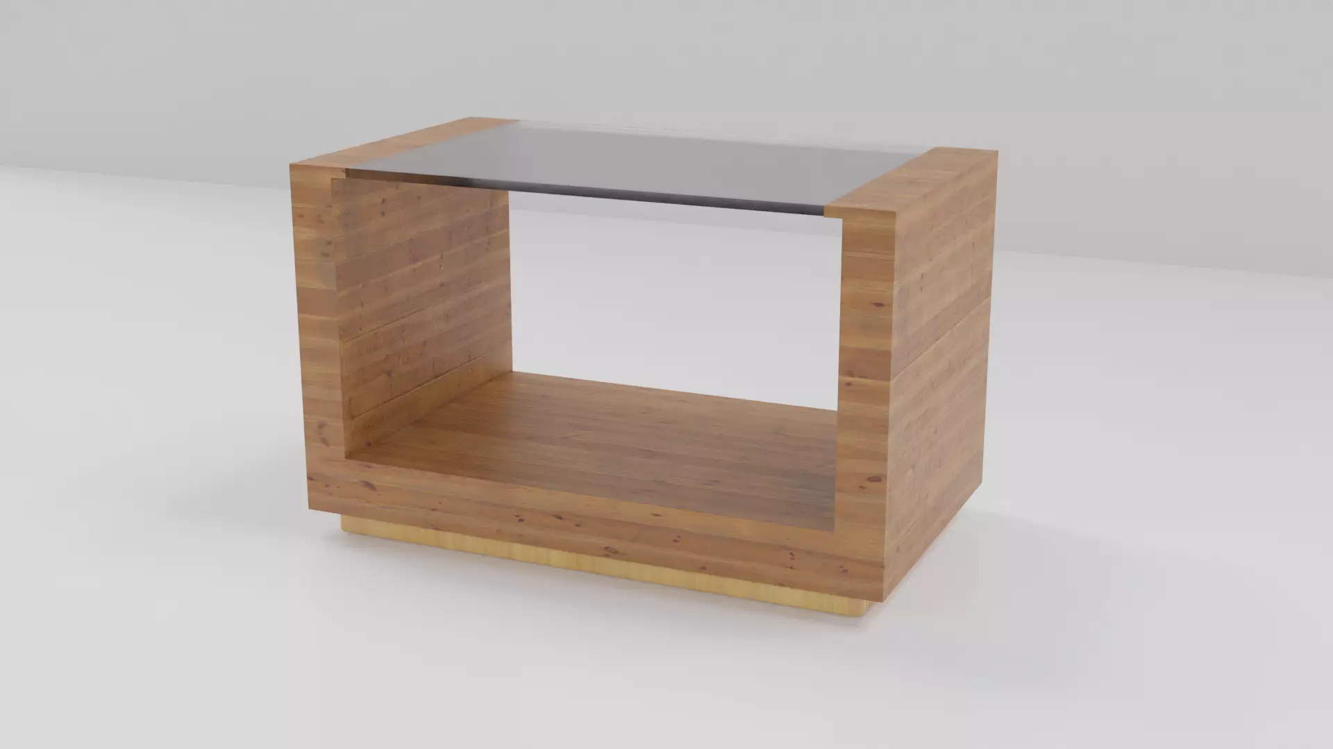 wooden coffee table 3D model_0