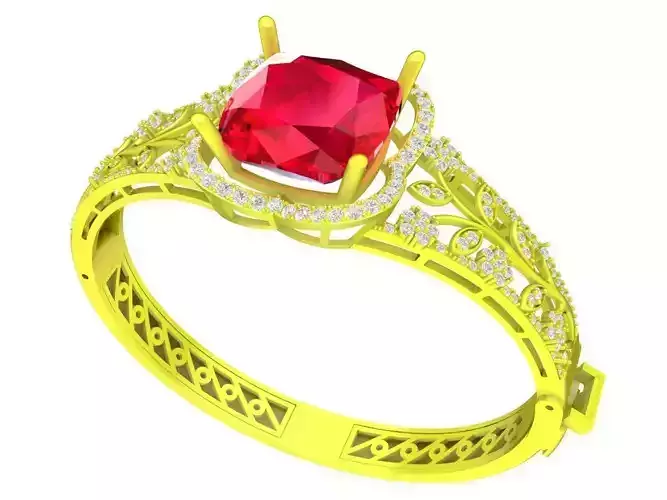 7344 luxury asian diamond cushion leaf women bangle