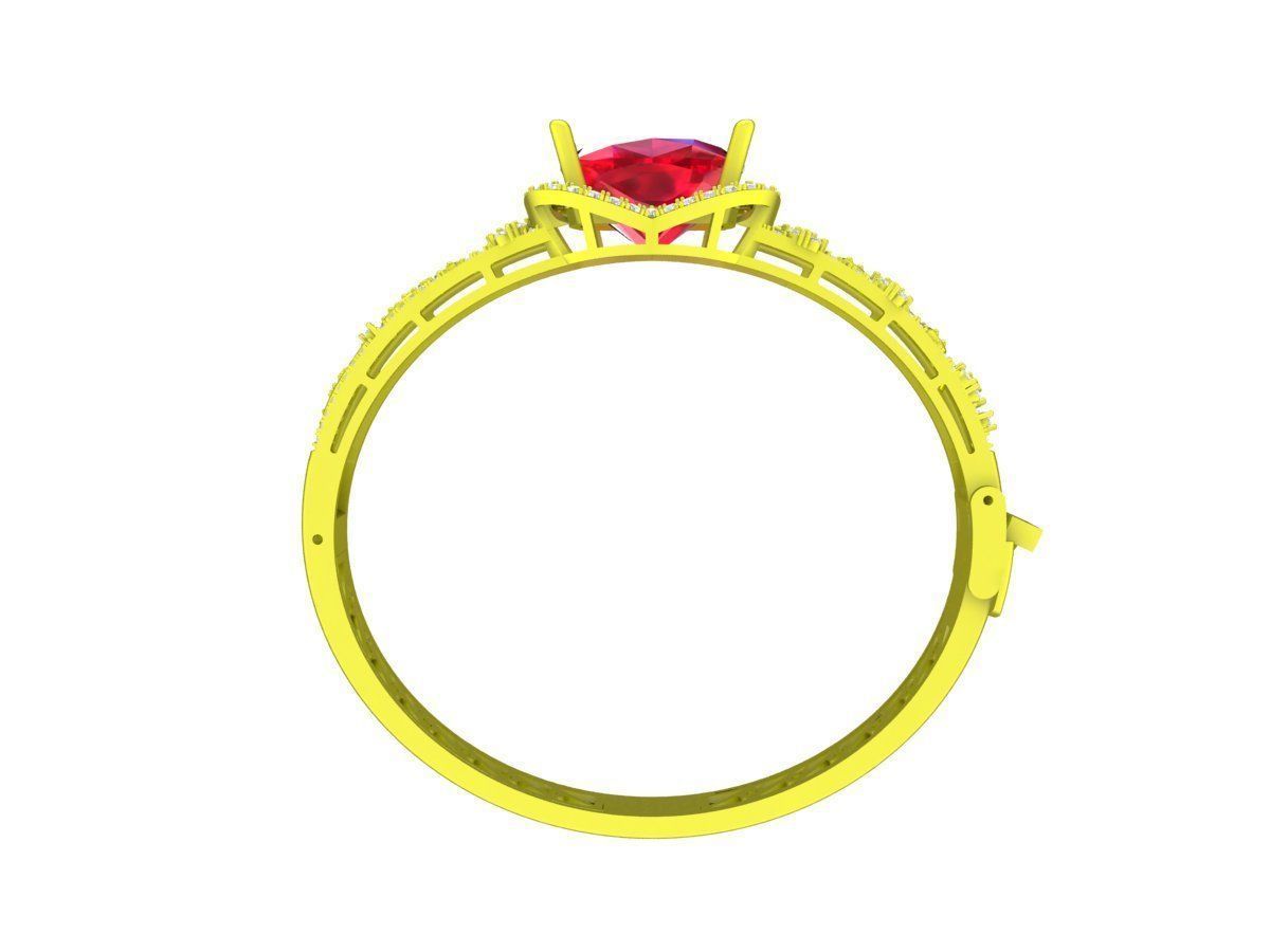 7344 luxury asian diamond cushion leaf women bangle 3D print model_3