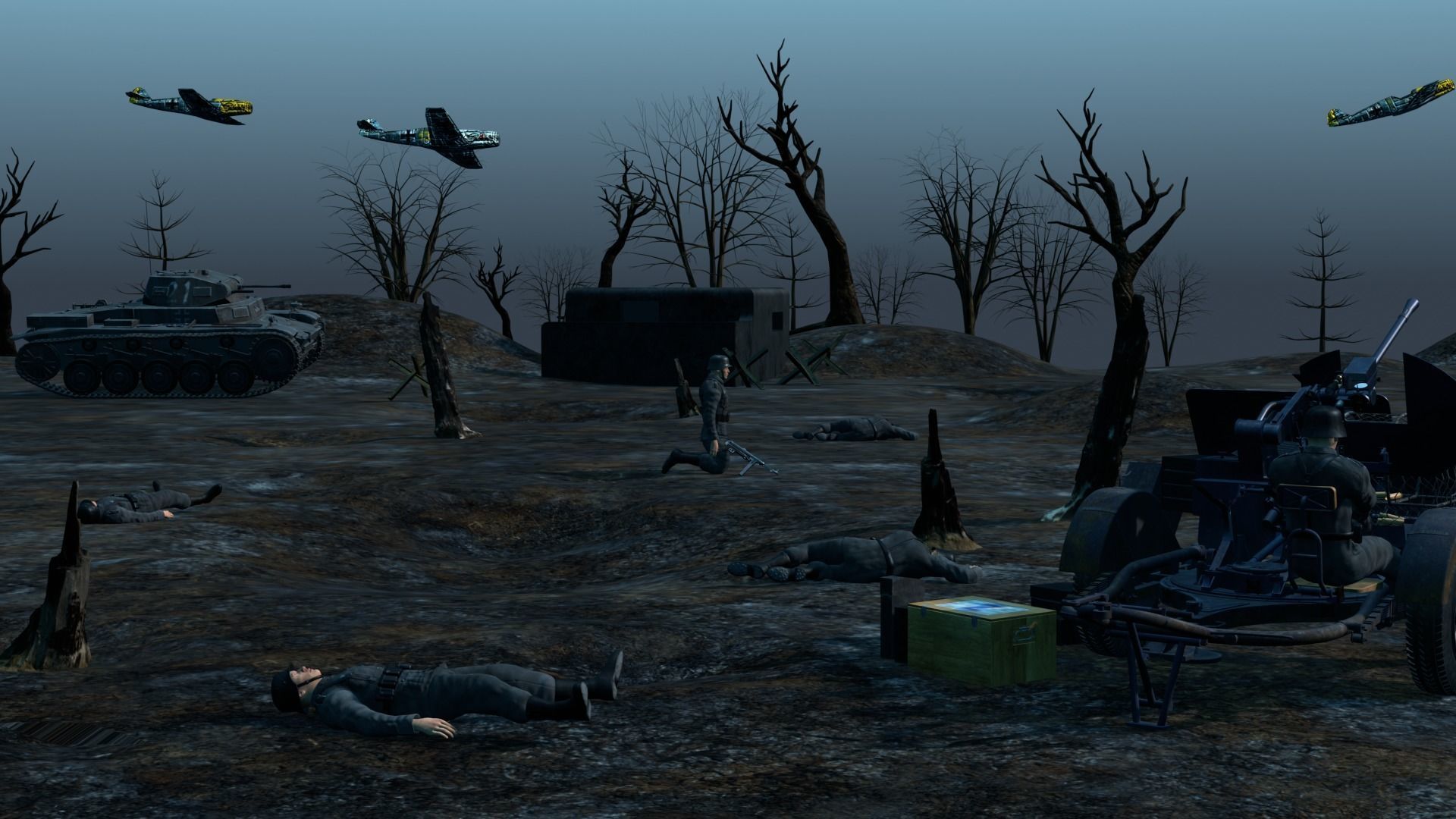 WW2 scene Free 3D model_1