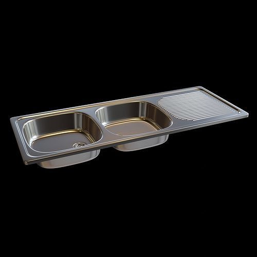 3D Replica Double Kitchen Sink Free 3D model