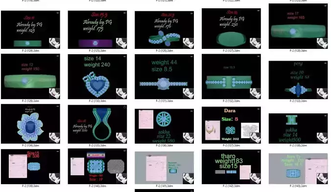  ring 20 pieces model rihone drawing 3 d rings ring