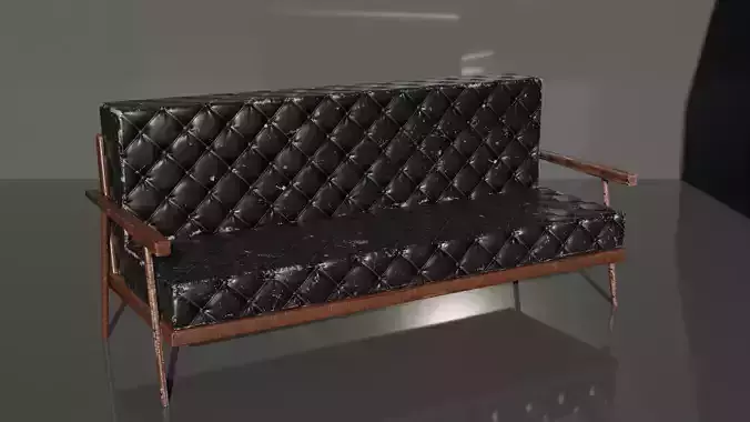 Old Mid-Century Sofa - Game-Ready