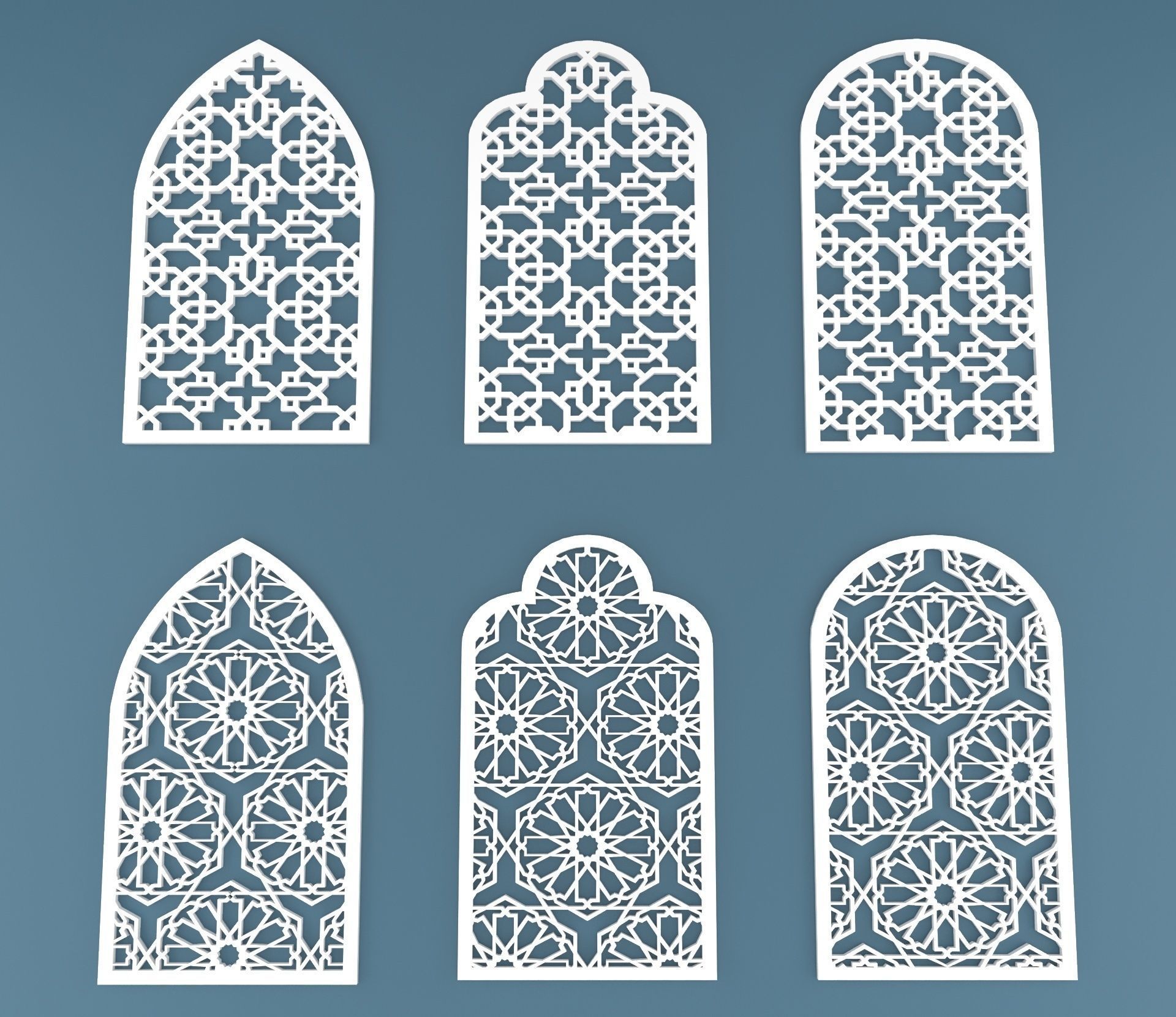 Collection of 06 Arabic ornament panels CNC  3D model_1