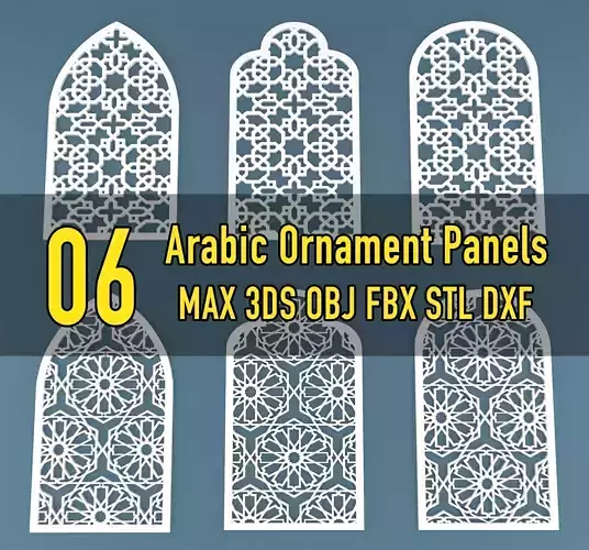 Collection of 06 Arabic ornament panels CNC 