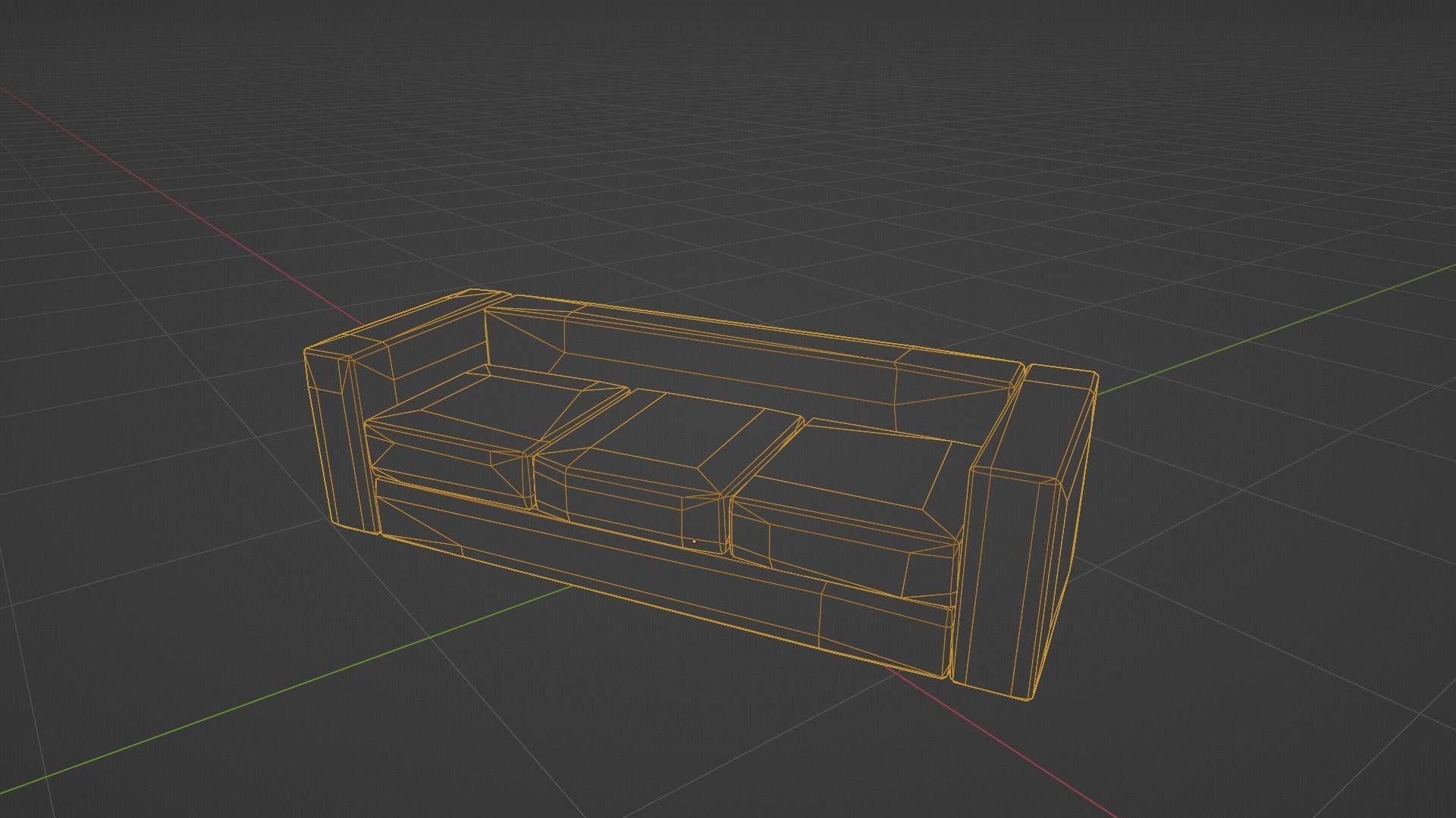 Old Modern Loveseat Sofa - Game-Ready Low-poly 3D model_1