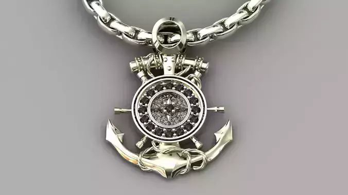 Fisher Pendant Anchor Pendant Sailors Amulet STL 3DM With Stone 