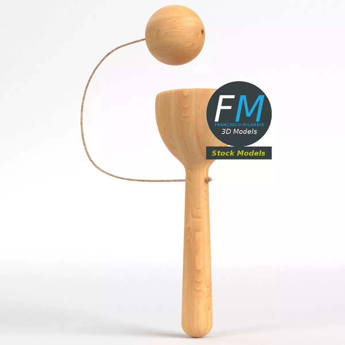 Cup and ball game 3D model_0