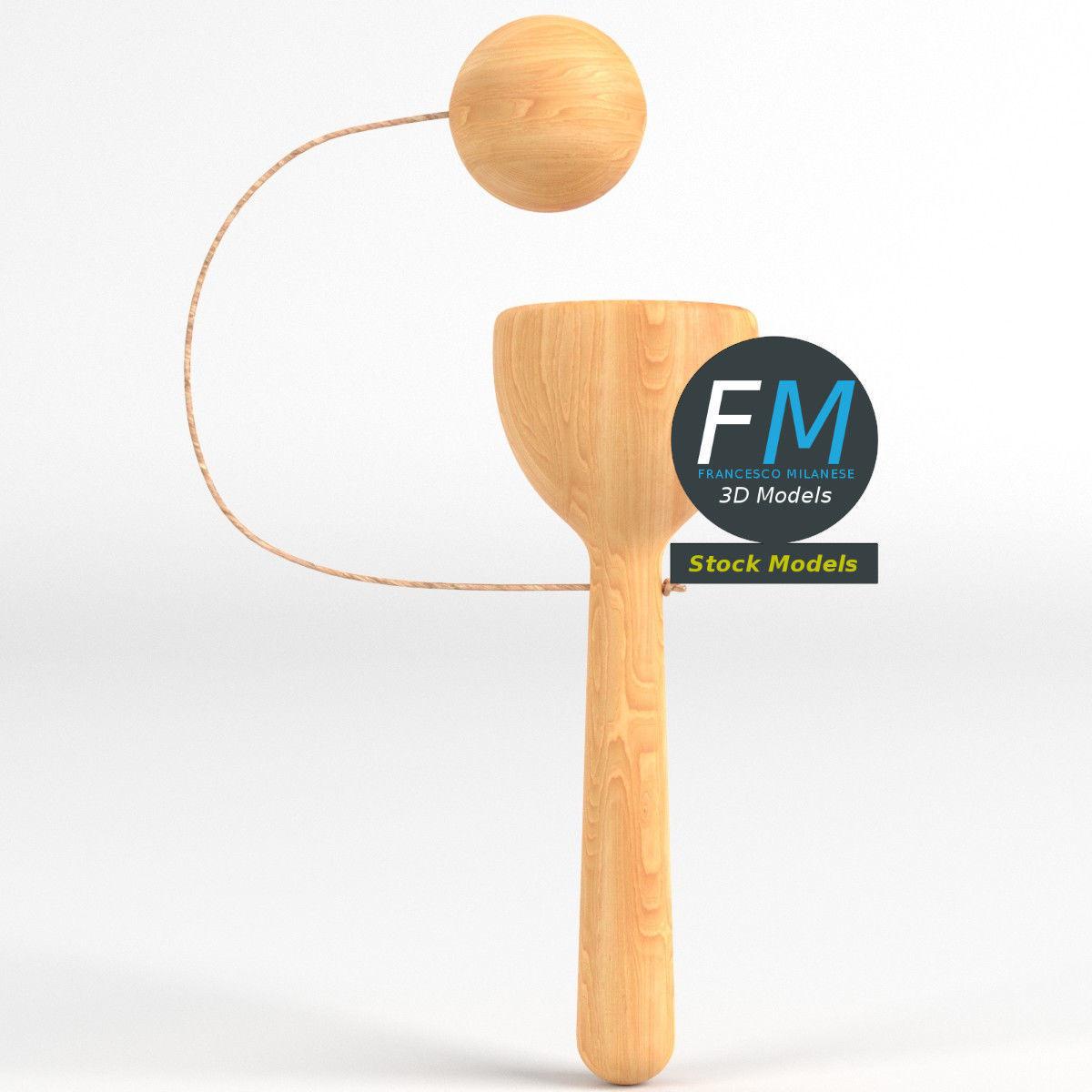 Cup and ball game 3D model_3