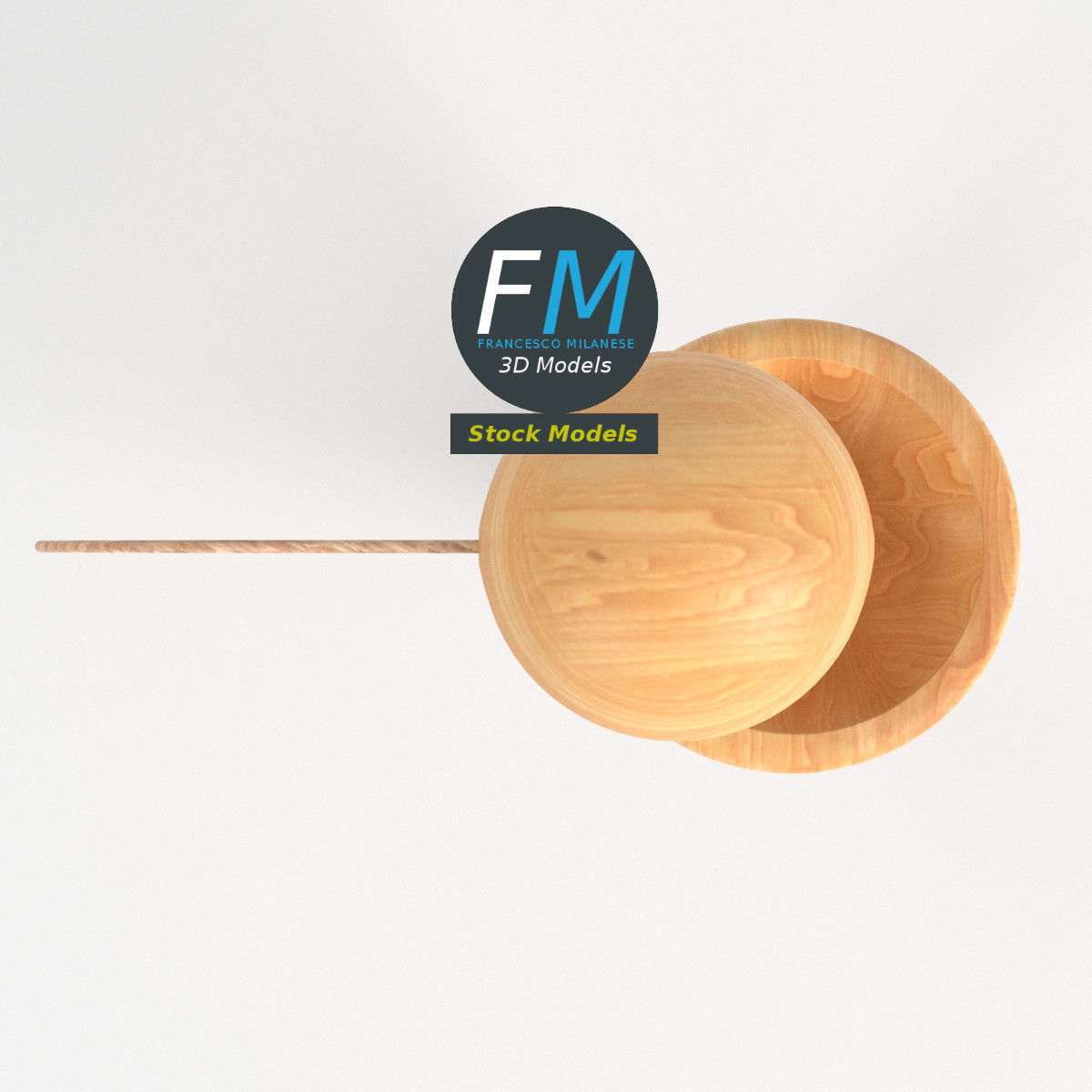 Cup and ball game 3D model_6