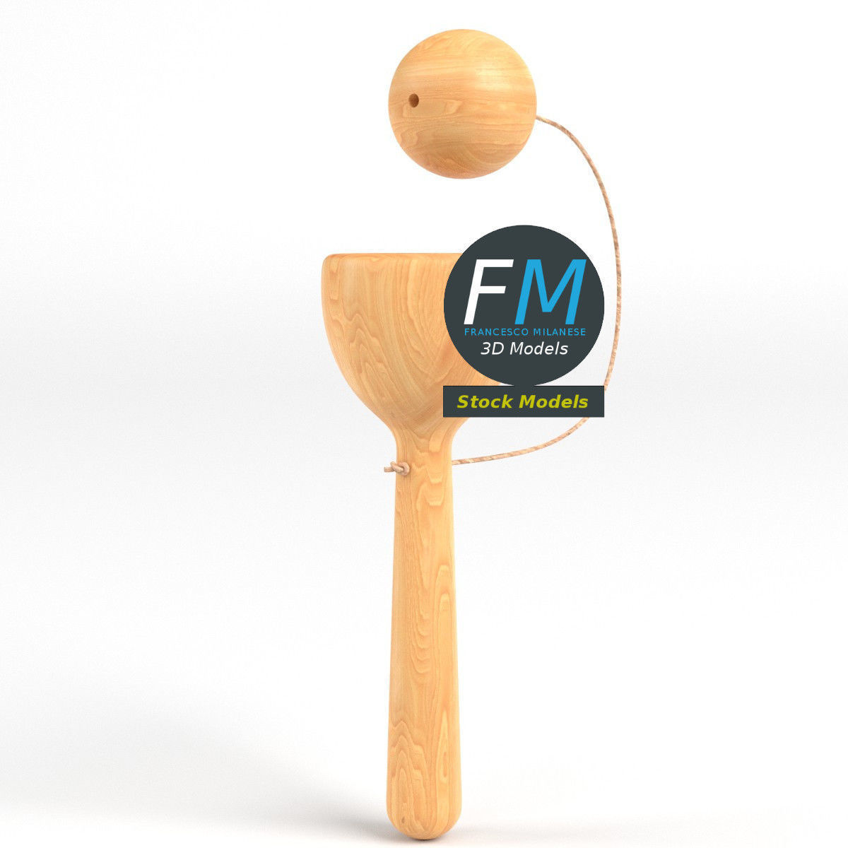 Cup and ball game 3D model_4