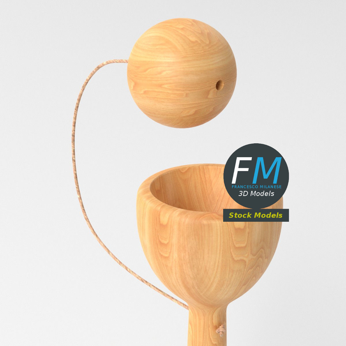 Cup and ball game 3D model_5